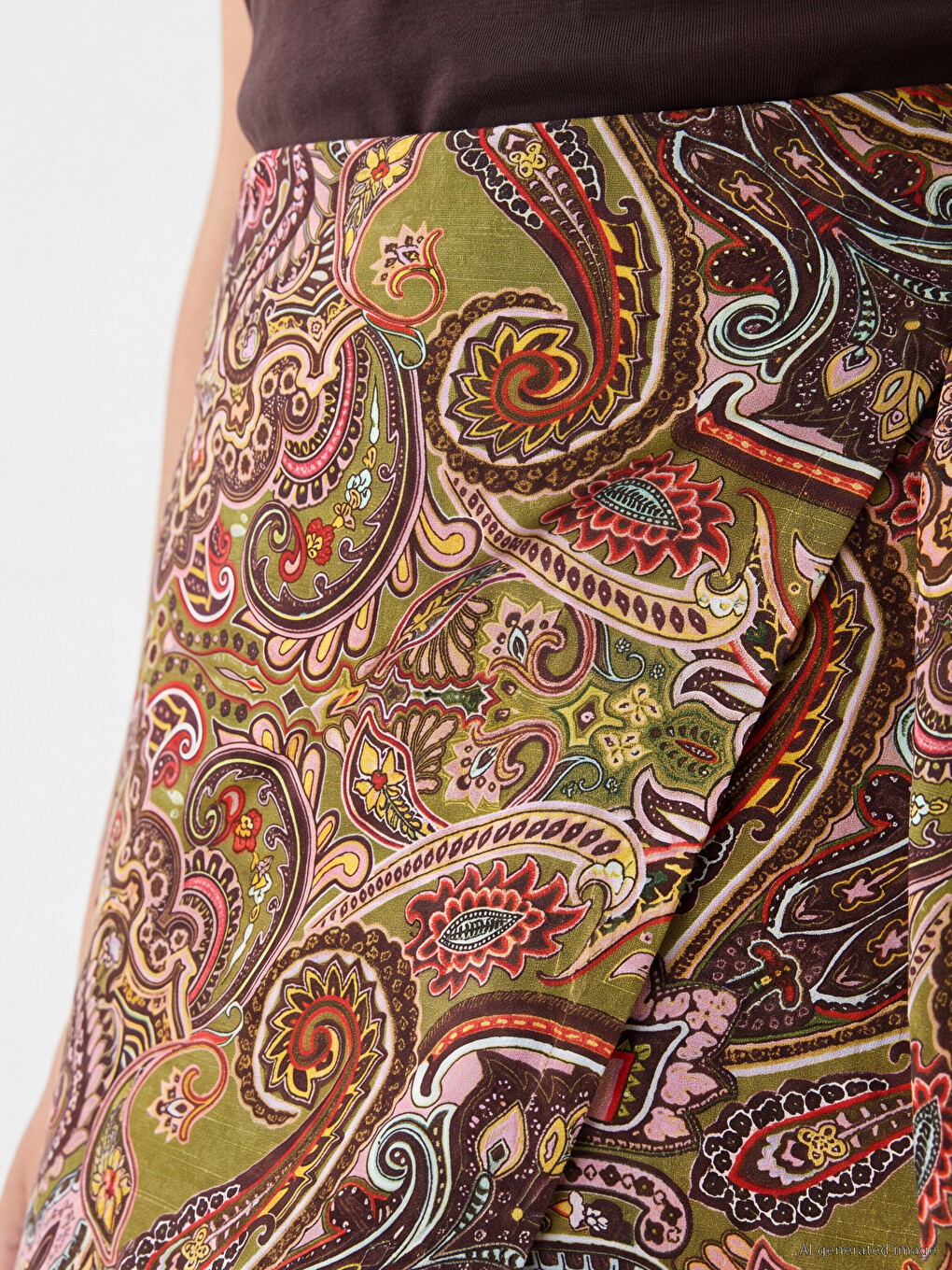 Ethnic Patterned Linen Blend Skort-2
