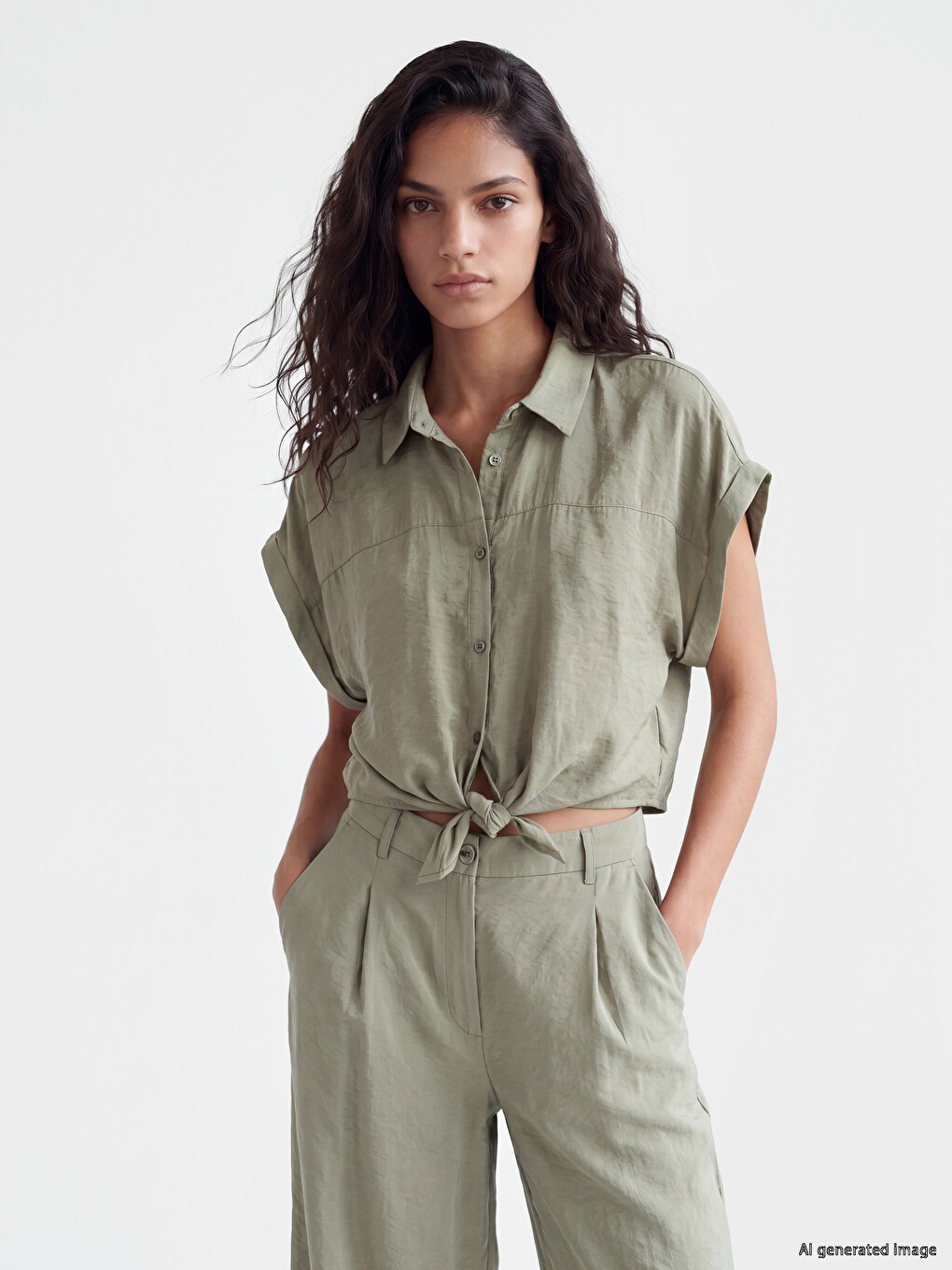 Crop Modal Blended Women's Shirt
