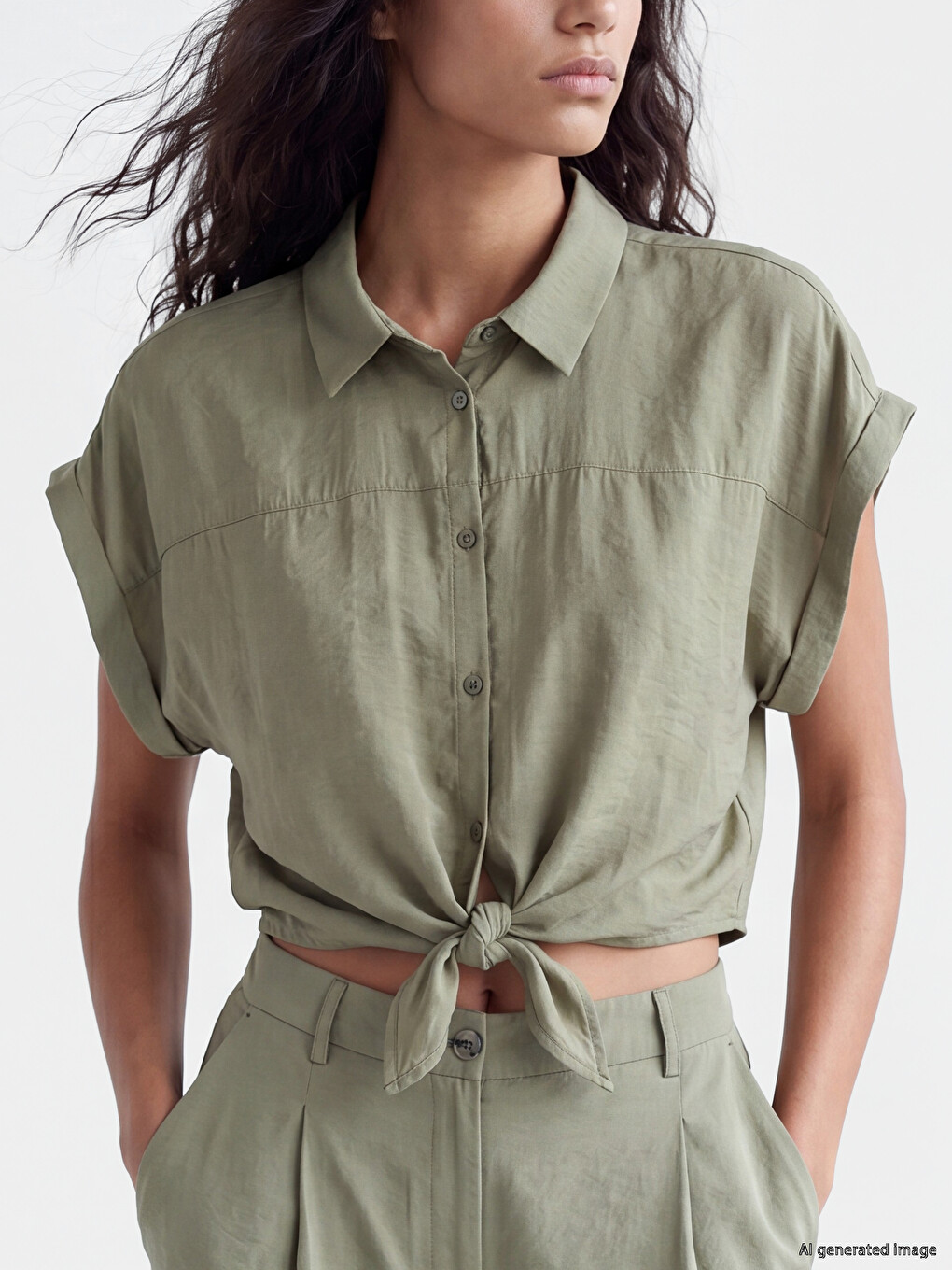 Crop Modal Blended Women's Shirt-2