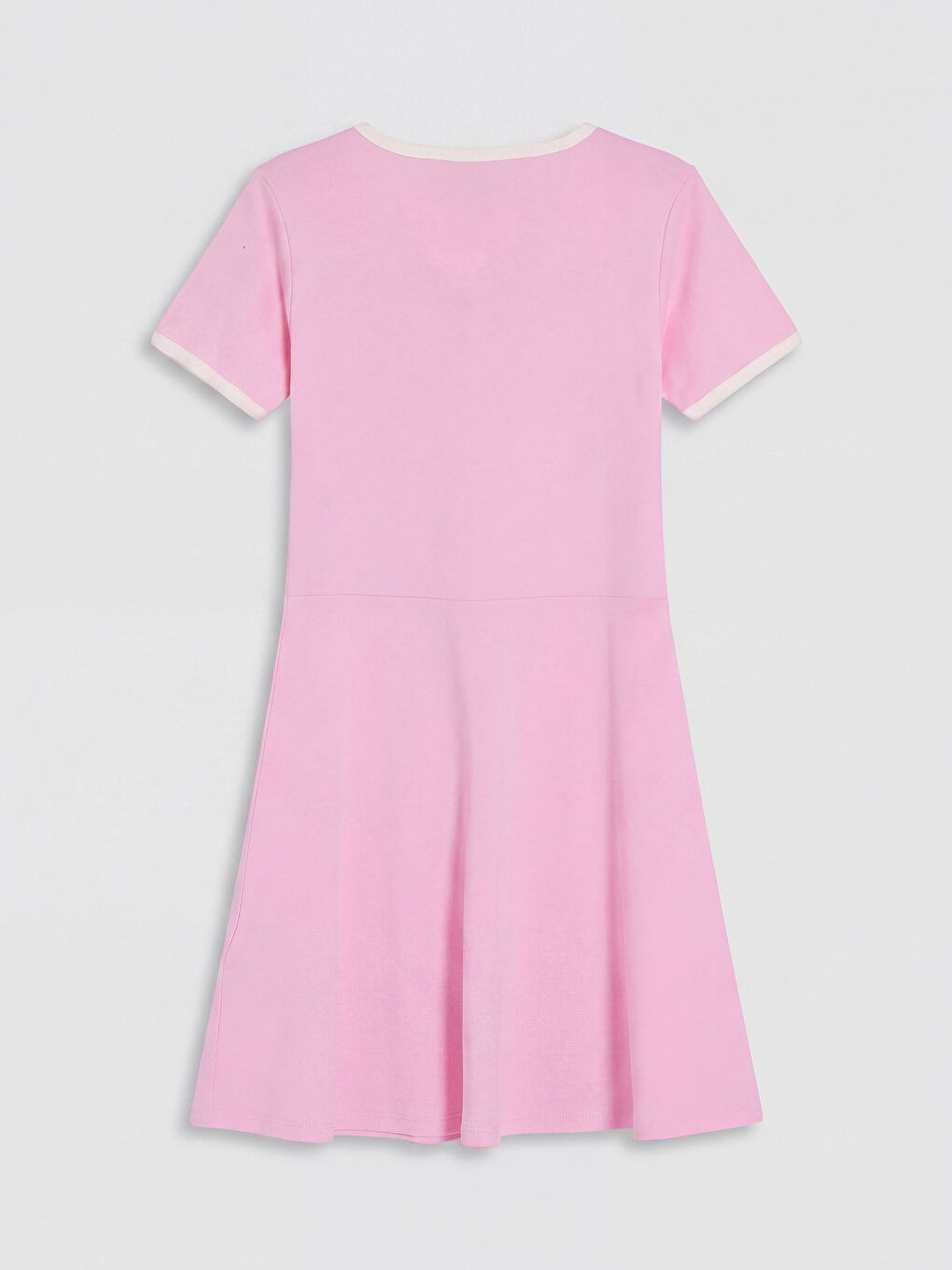 Pembe Bisiklet Yaka Baskılı Kız Çocuk Elbise-1