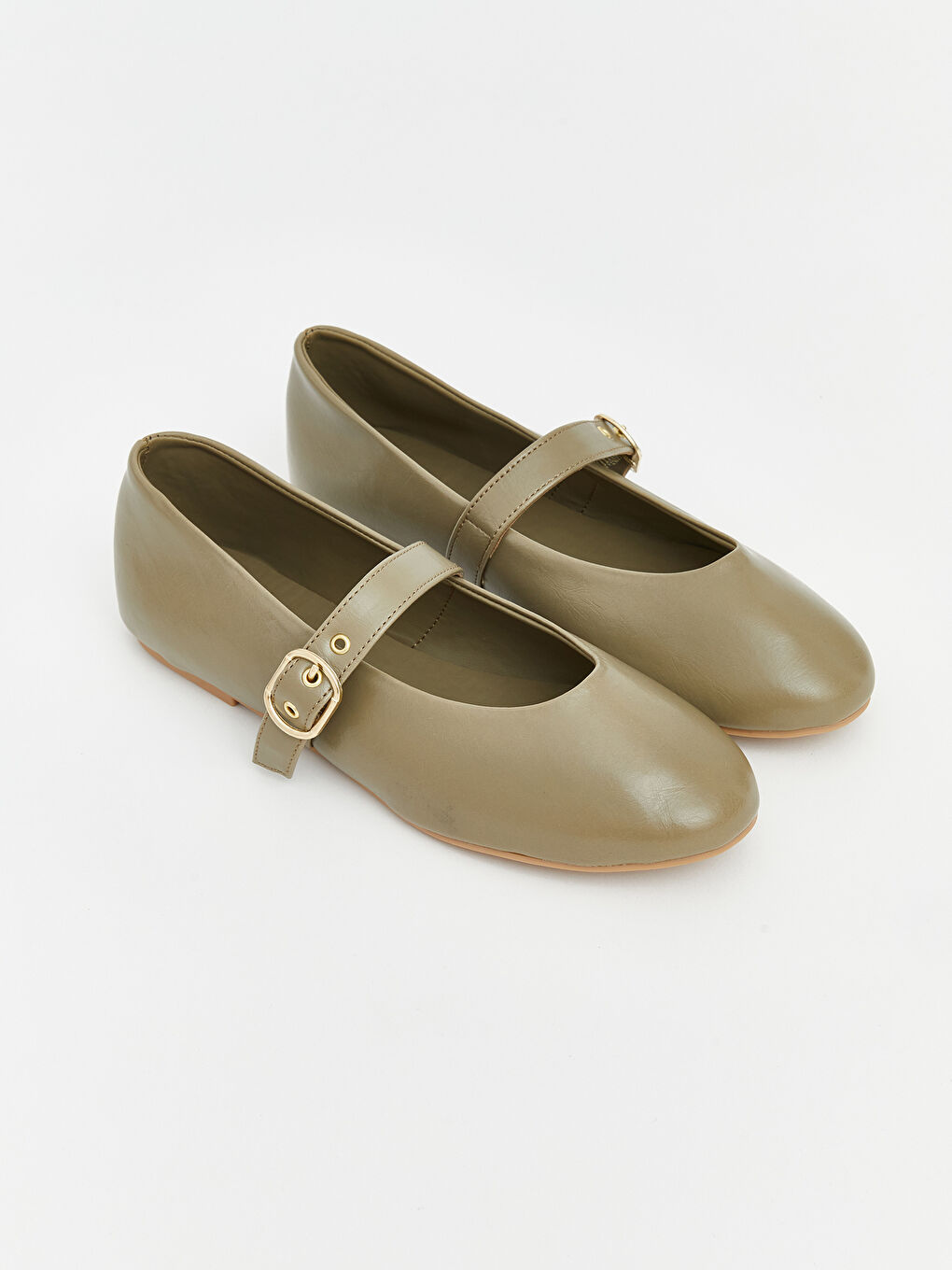 Yeşil Deri Görünümlü Kadın Babet