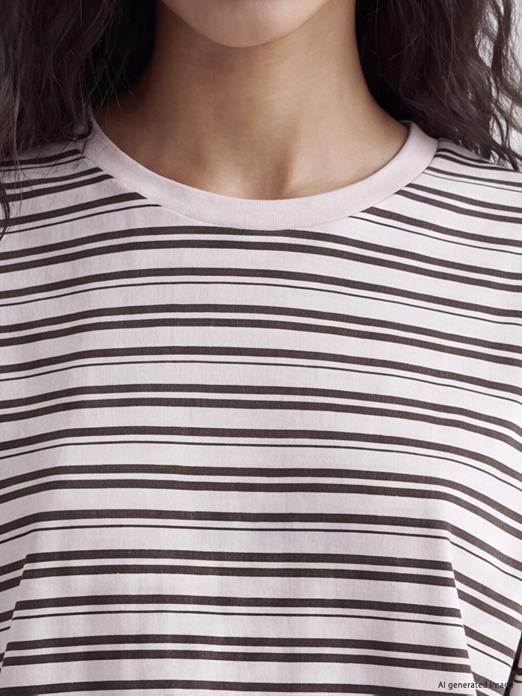 Striped Oversize 100% Cotton Women's T-Shirt-2