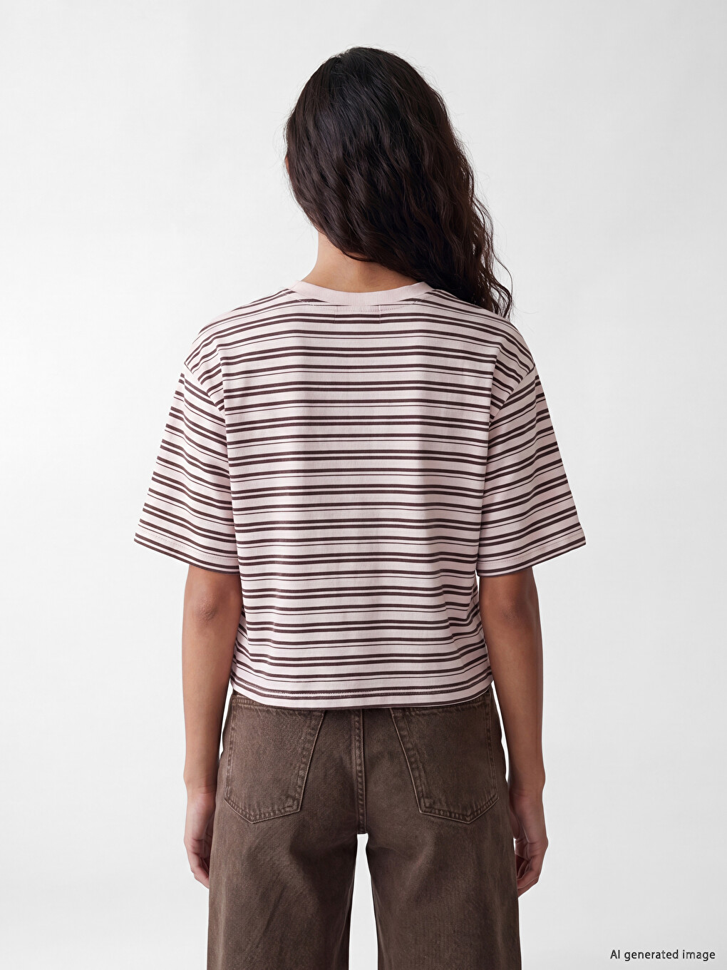 Striped Oversize 100% Cotton Women's T-Shirt-3