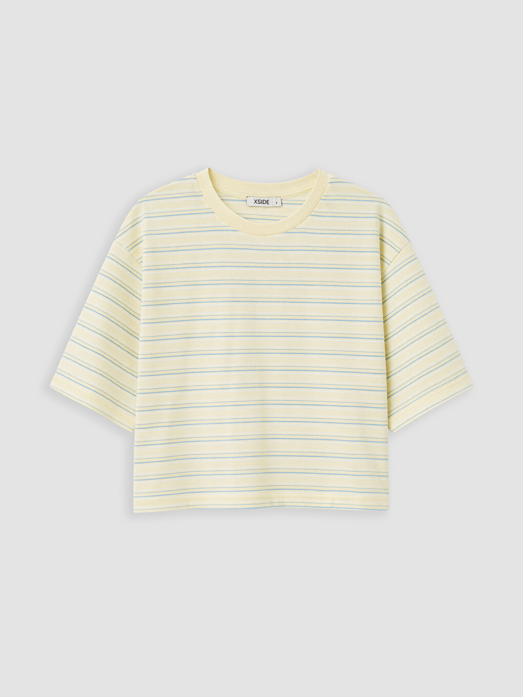 Sarı Çizgili Oversize Kadın Crop