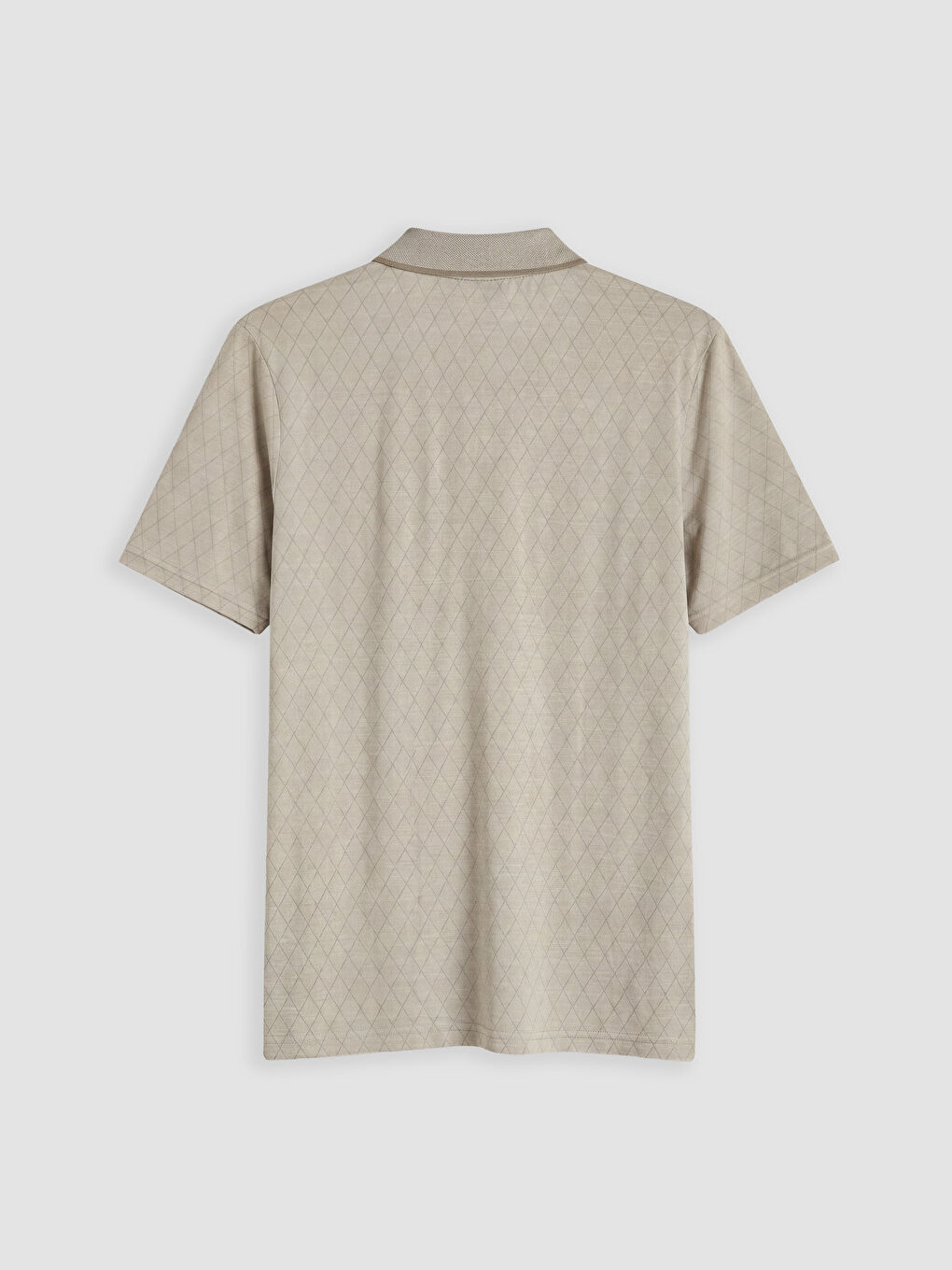 Bej Polo Yaka Desenli Erkek Tişört-5