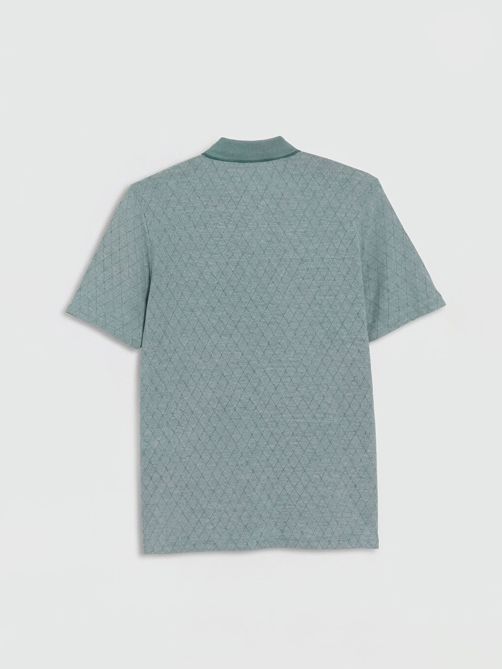 Yeşil Polo Yaka Desenli Erkek Tişört-1