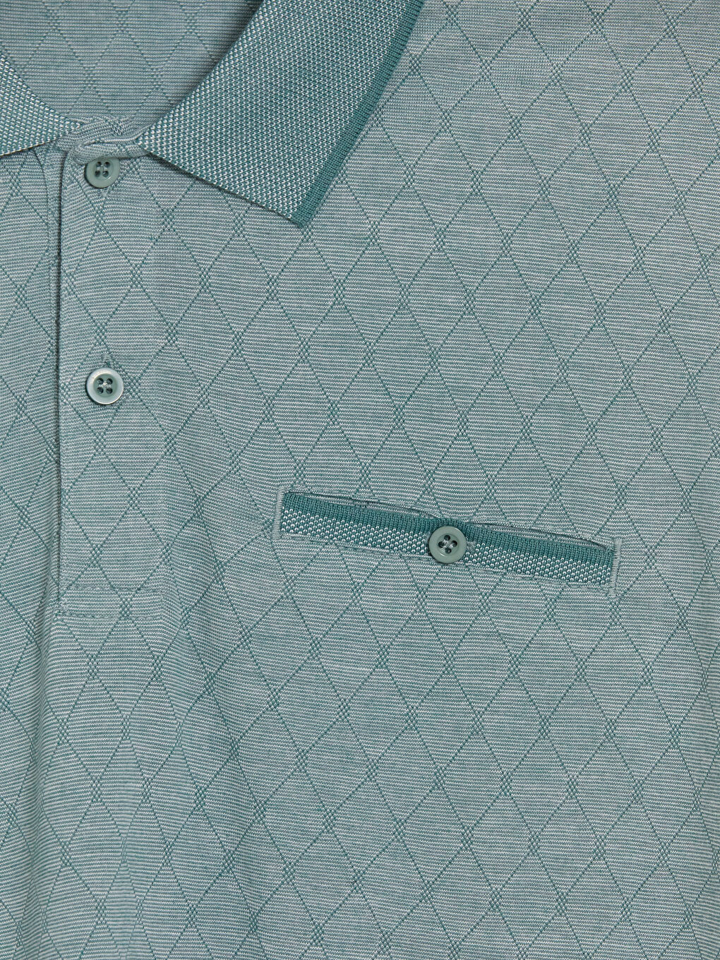 Yeşil Polo Yaka Desenli Erkek Tişört-2