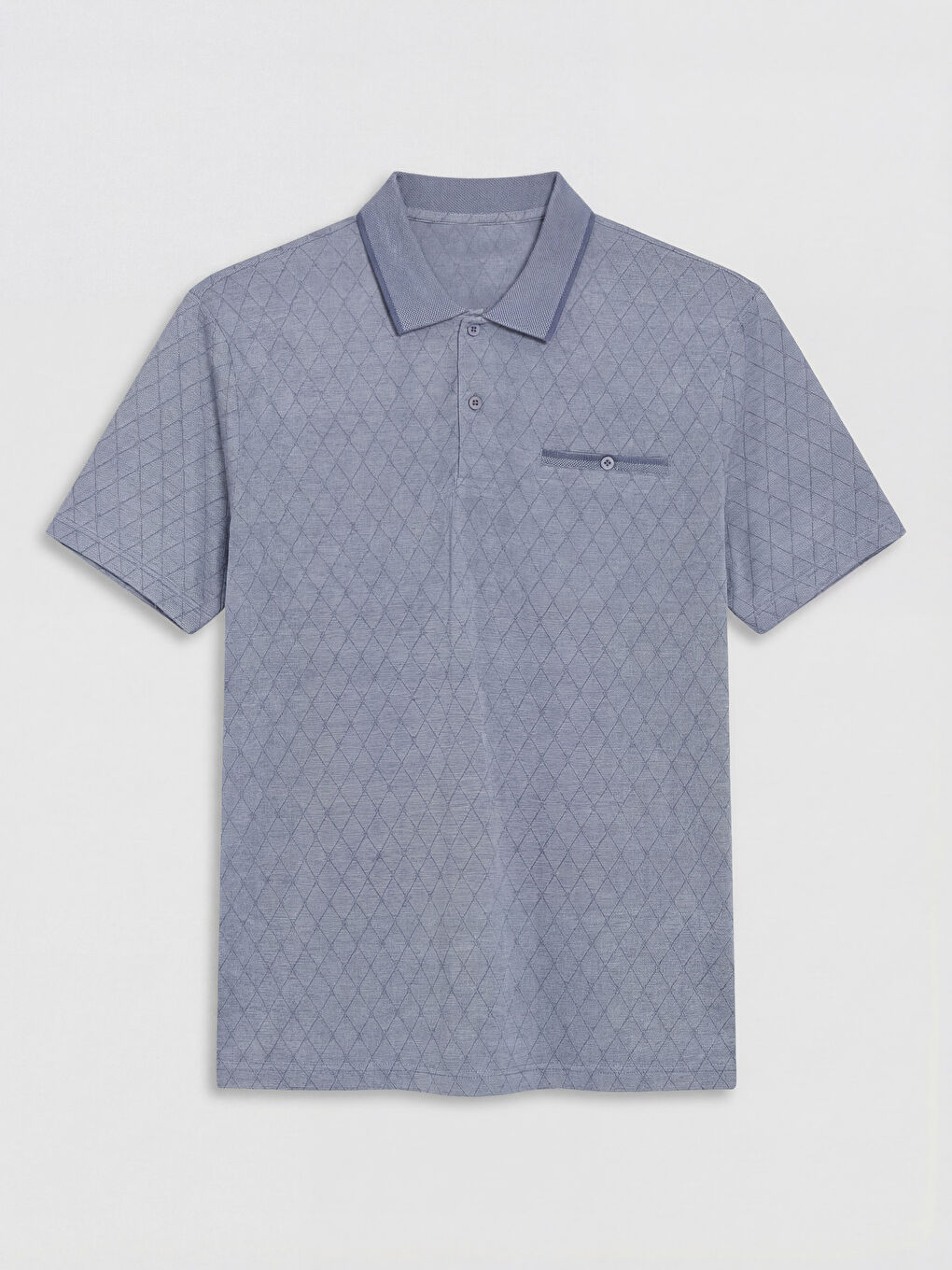 İndigo Polo Yaka Desenli Erkek Tişört