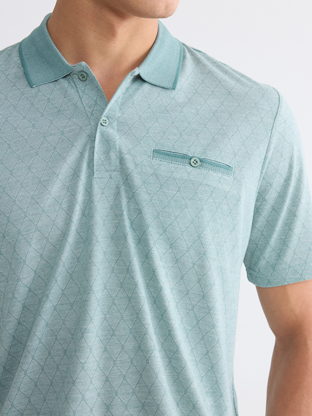 Polo Collar Patterned Men's T-Shirt-2