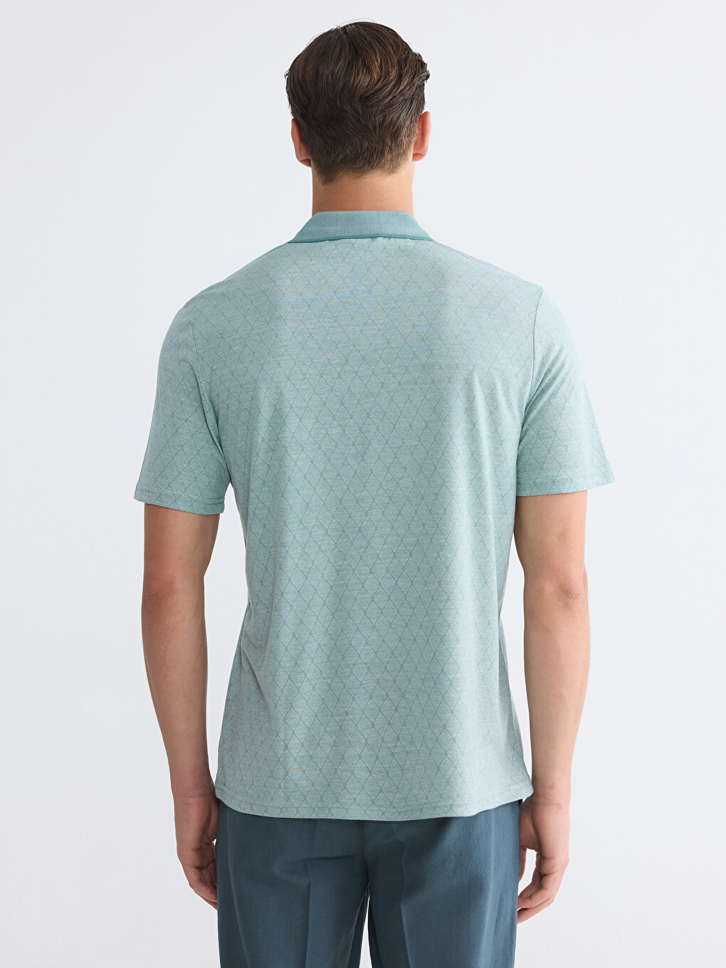Polo Collar Patterned Men's T-Shirt-3