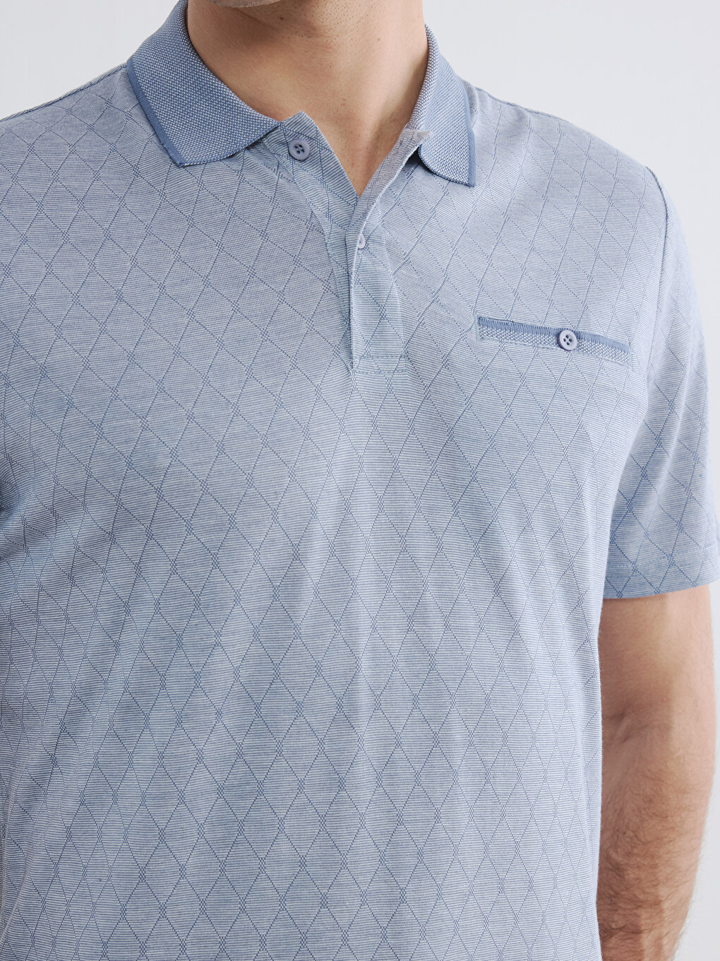 Polo Collar Patterned Men's T-Shirt-2