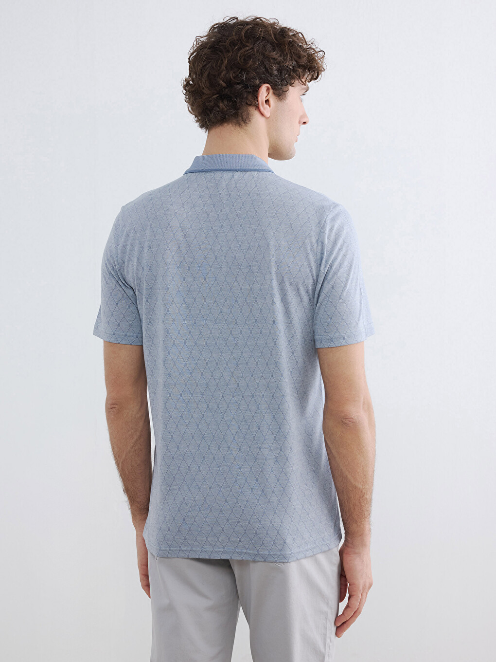Polo Collar Patterned Men's T-Shirt-3