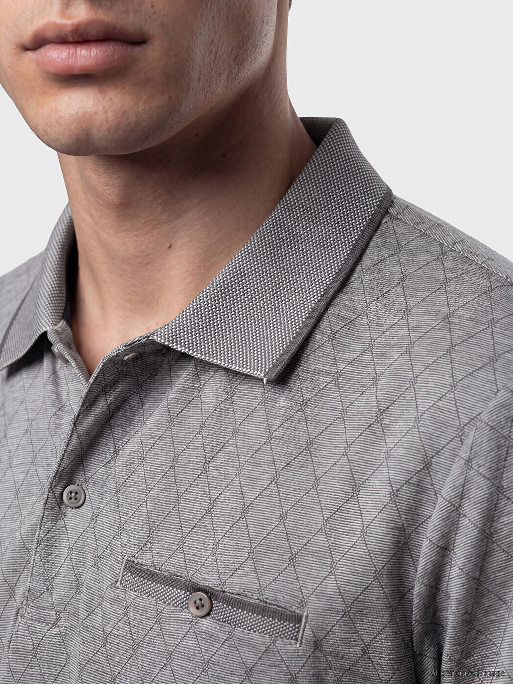 Polo Collar Patterned Men's T-Shirt-2