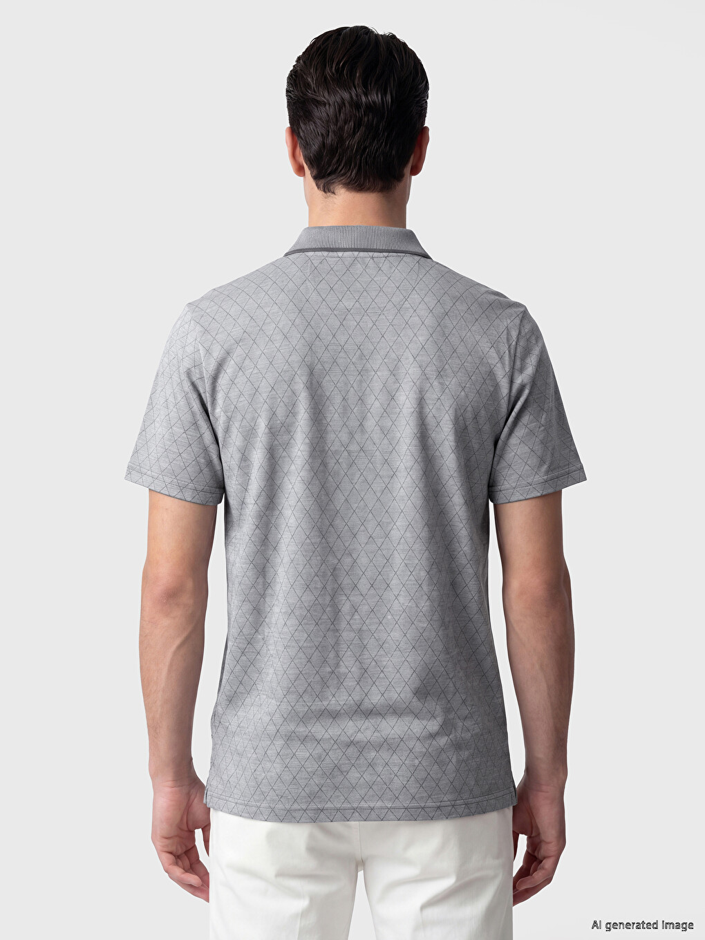 Polo Collar Patterned Men's T-Shirt-3