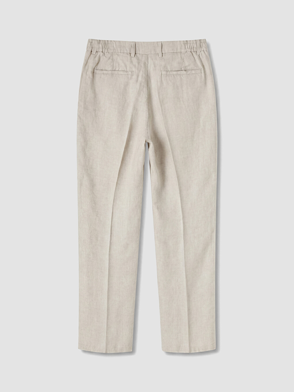 Bej Regular Fit %100 Keten Erkek Pileli Pantolon-2