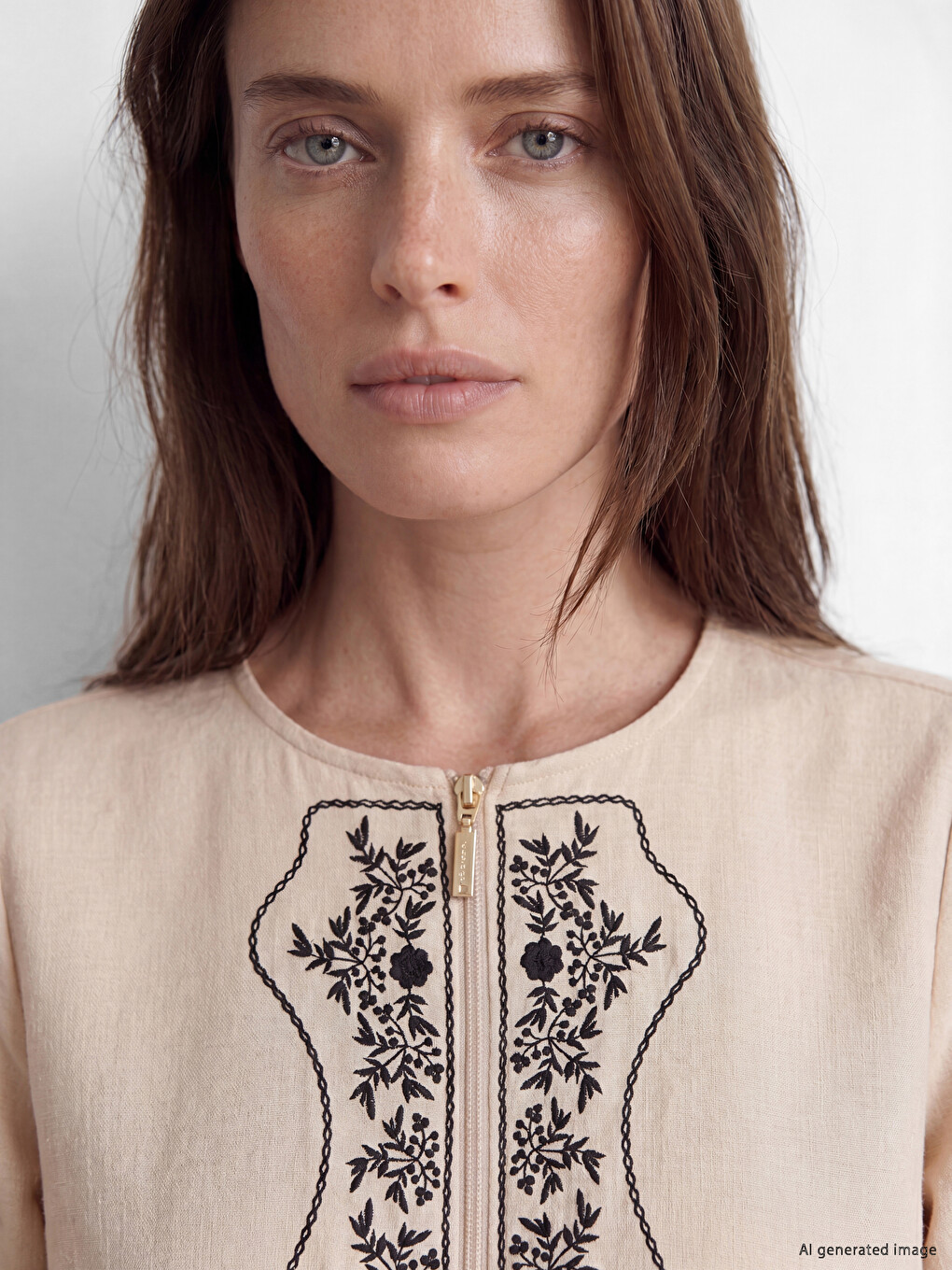 Crew Neck Patterned Abaya-2