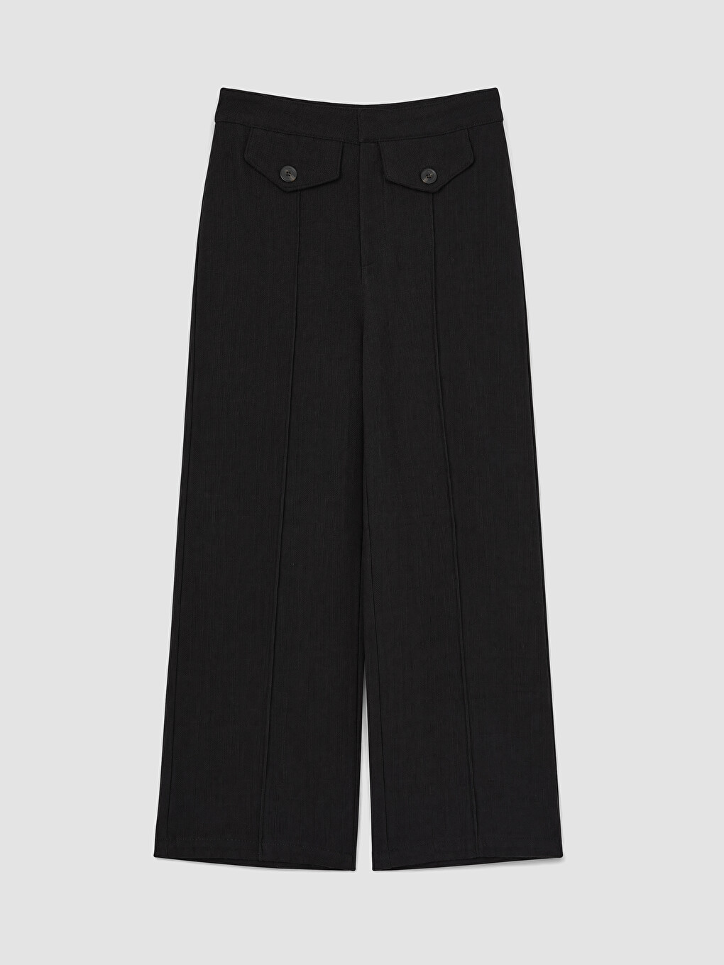 Siyah Regular Fit Geniş Paça Kadın Pantolon