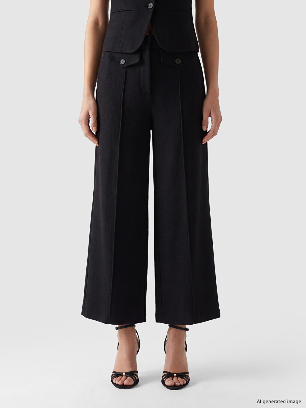 Regular Fit Wide Leg Women's Trousers-1