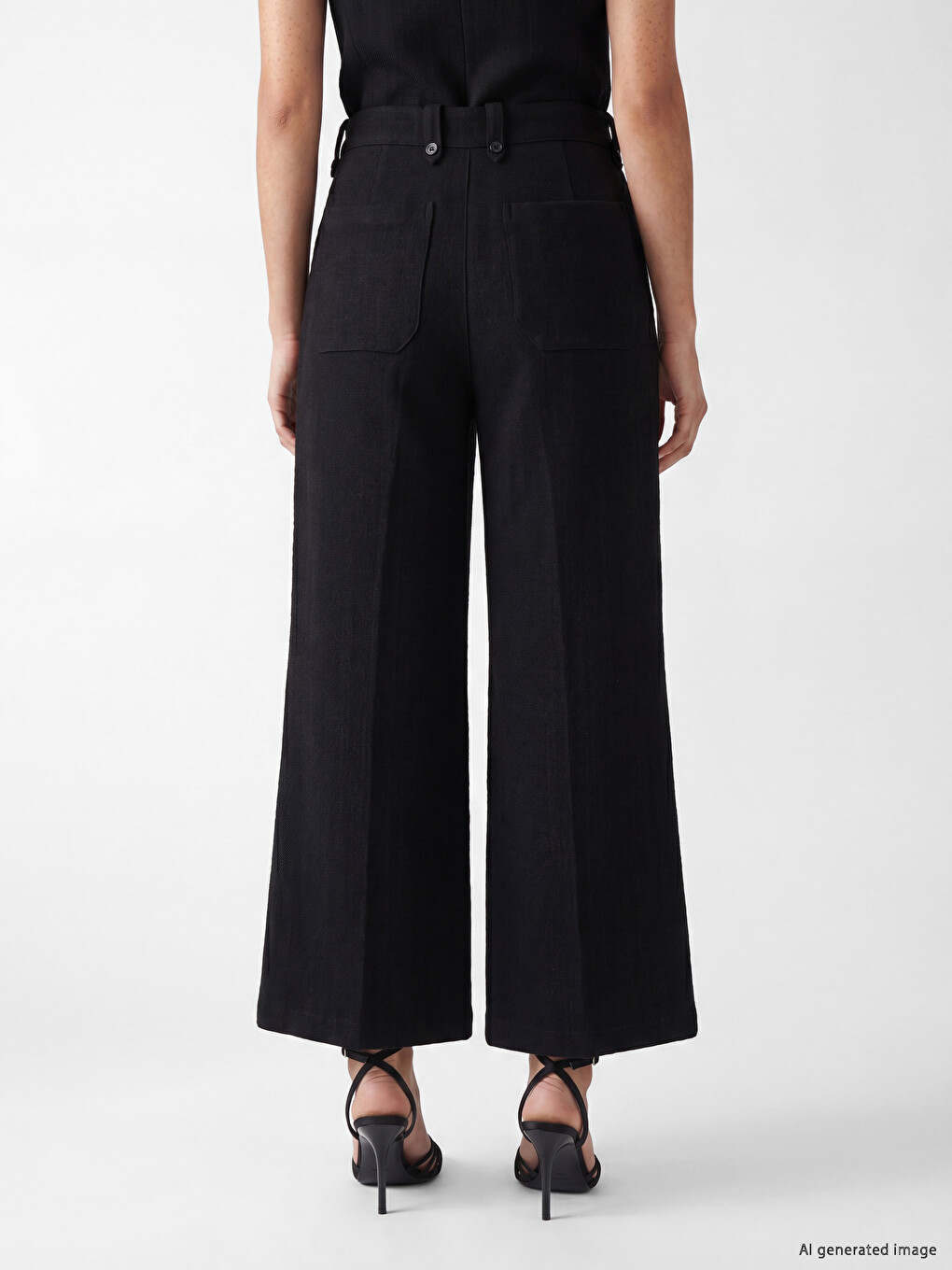 Regular Fit Wide Leg Women's Trousers-3