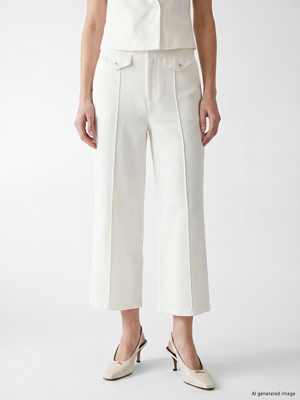 Regular Fit Široke Pantalone Za Žene-1