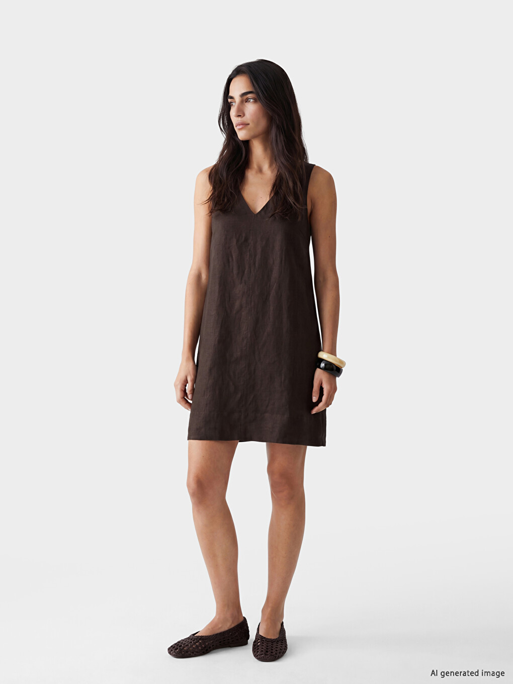 A-Cut Linen Blend Mini Dress