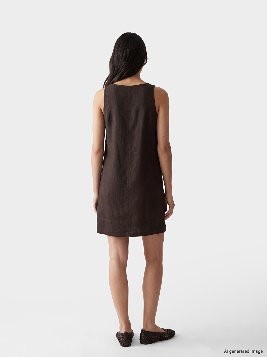 A-Cut Linen Blend Mini Dress-2