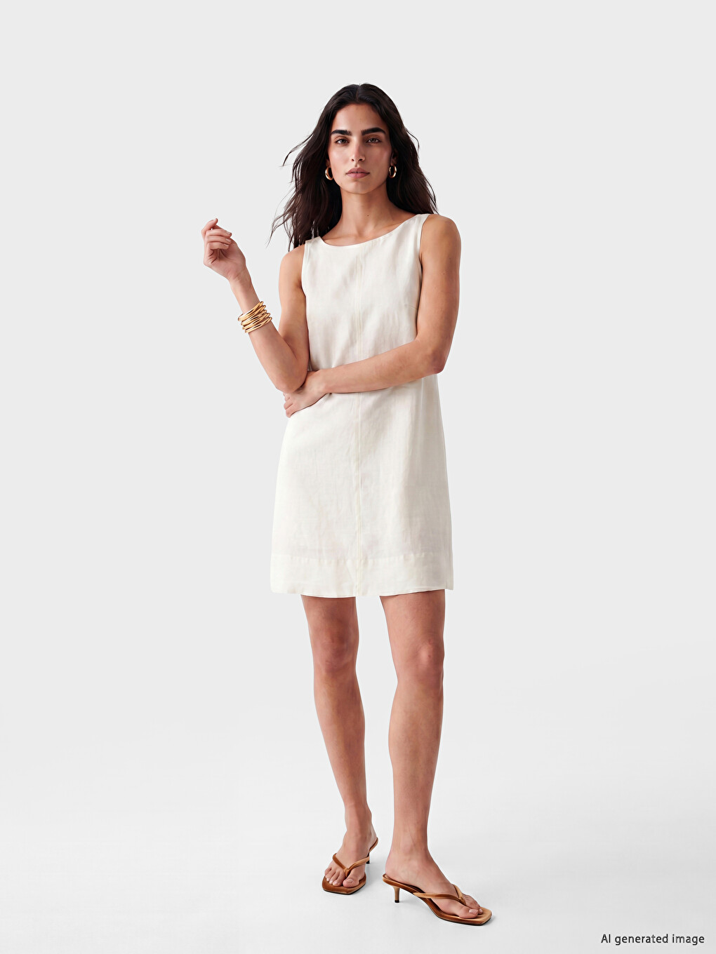 A-Line Linen Blend Mini Dress