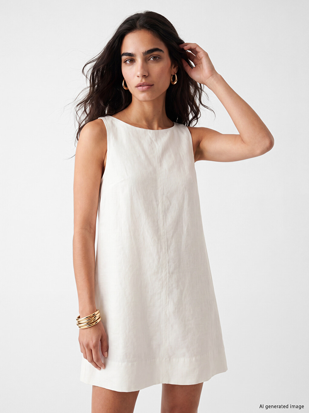 A-Line Linen Blend Mini Dress-1