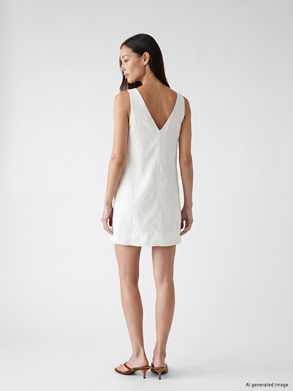 A-Line Linen Blend Mini Dress-3