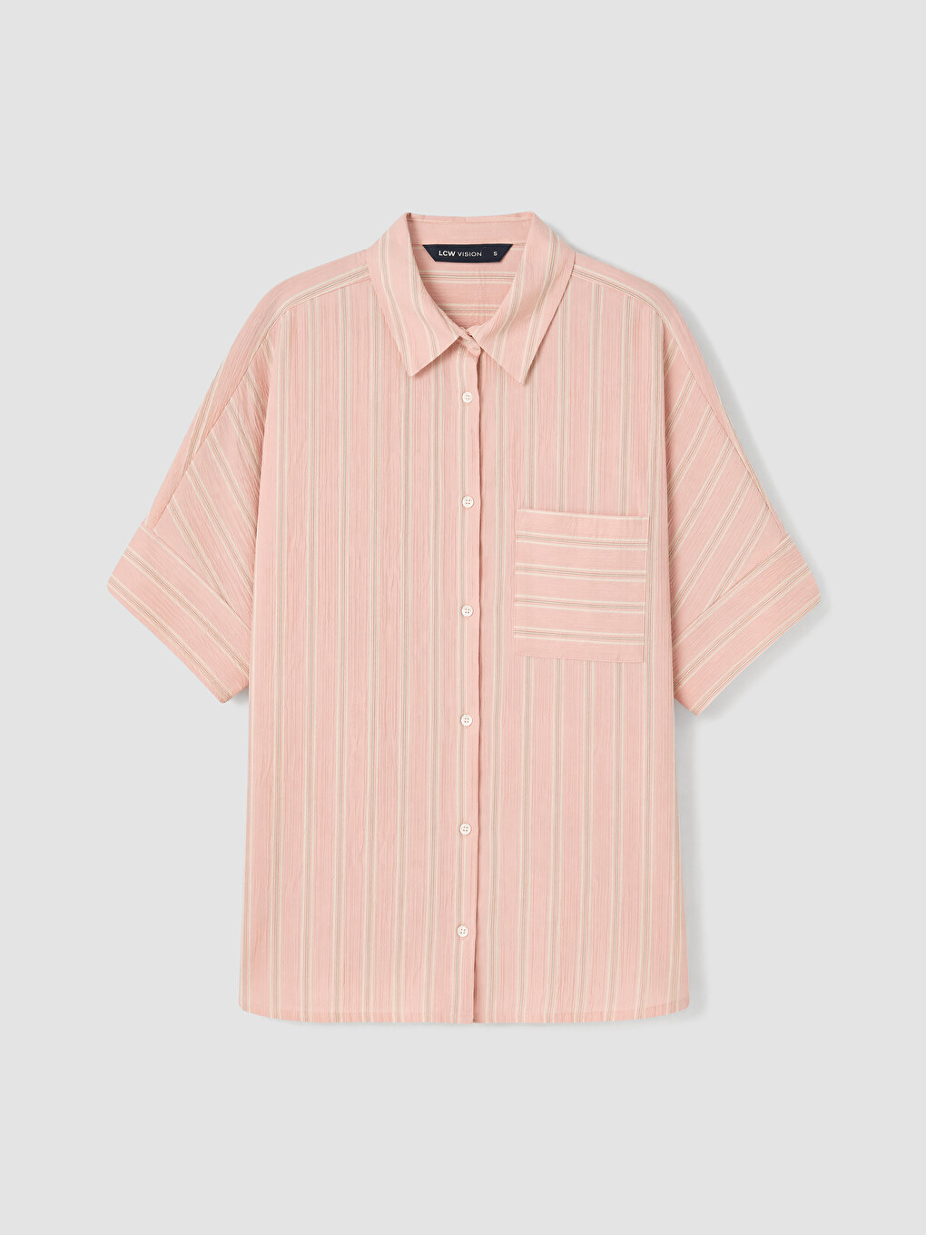 Pembe Çizgili Oversize Kadın Gömlek
