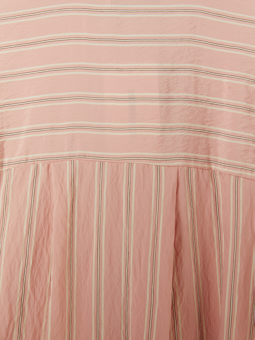 Pembe Çizgili Oversize Kadın Gömlek-1