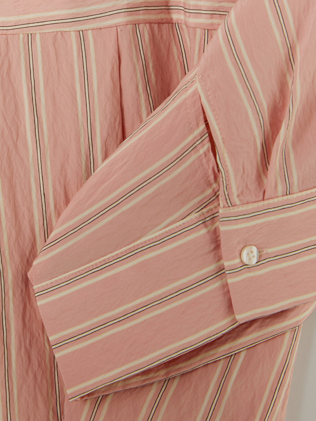 Pembe Çizgili Oversize Kadın Gömlek-2