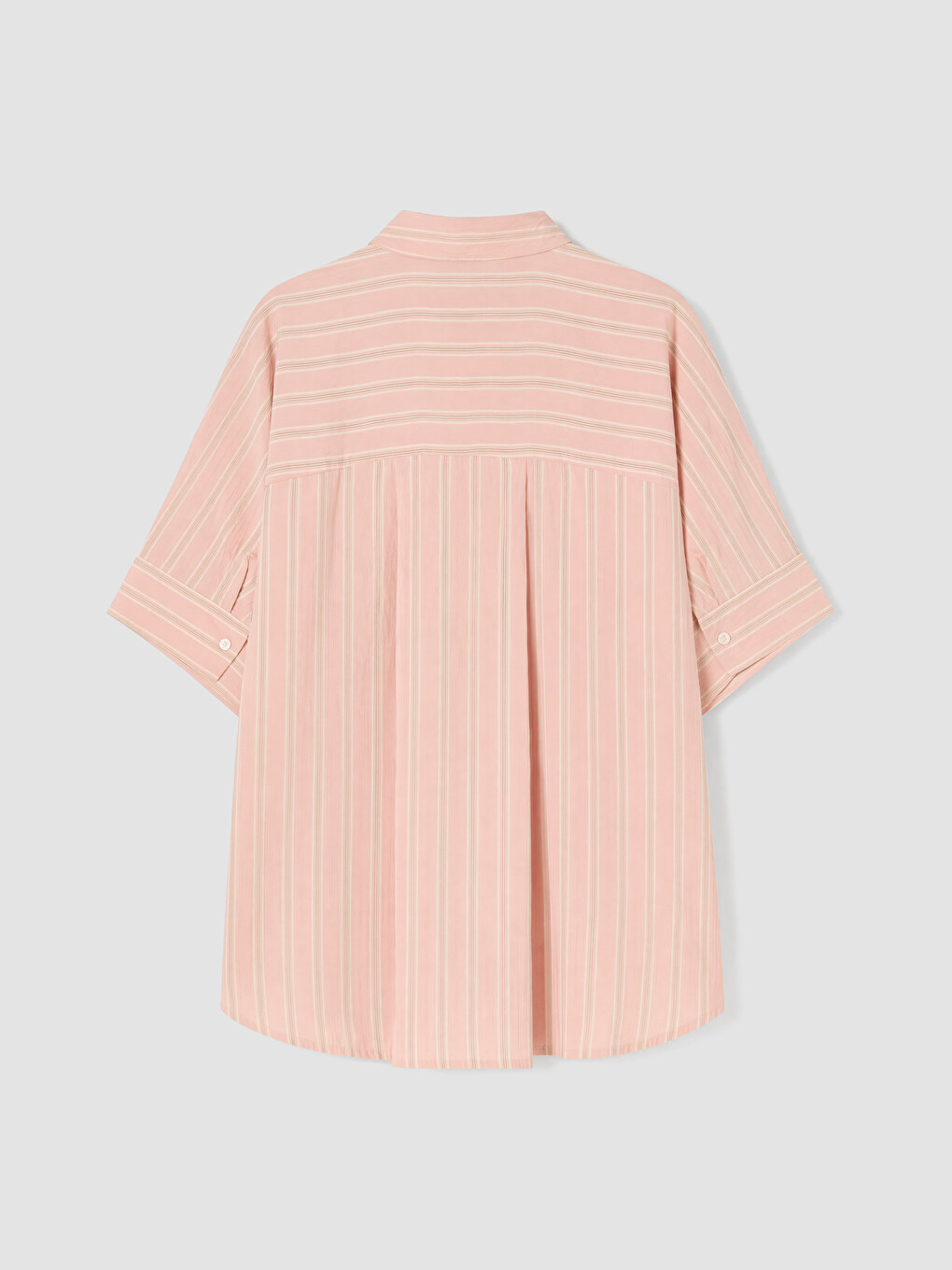 Pembe Çizgili Oversize Kadın Gömlek-4