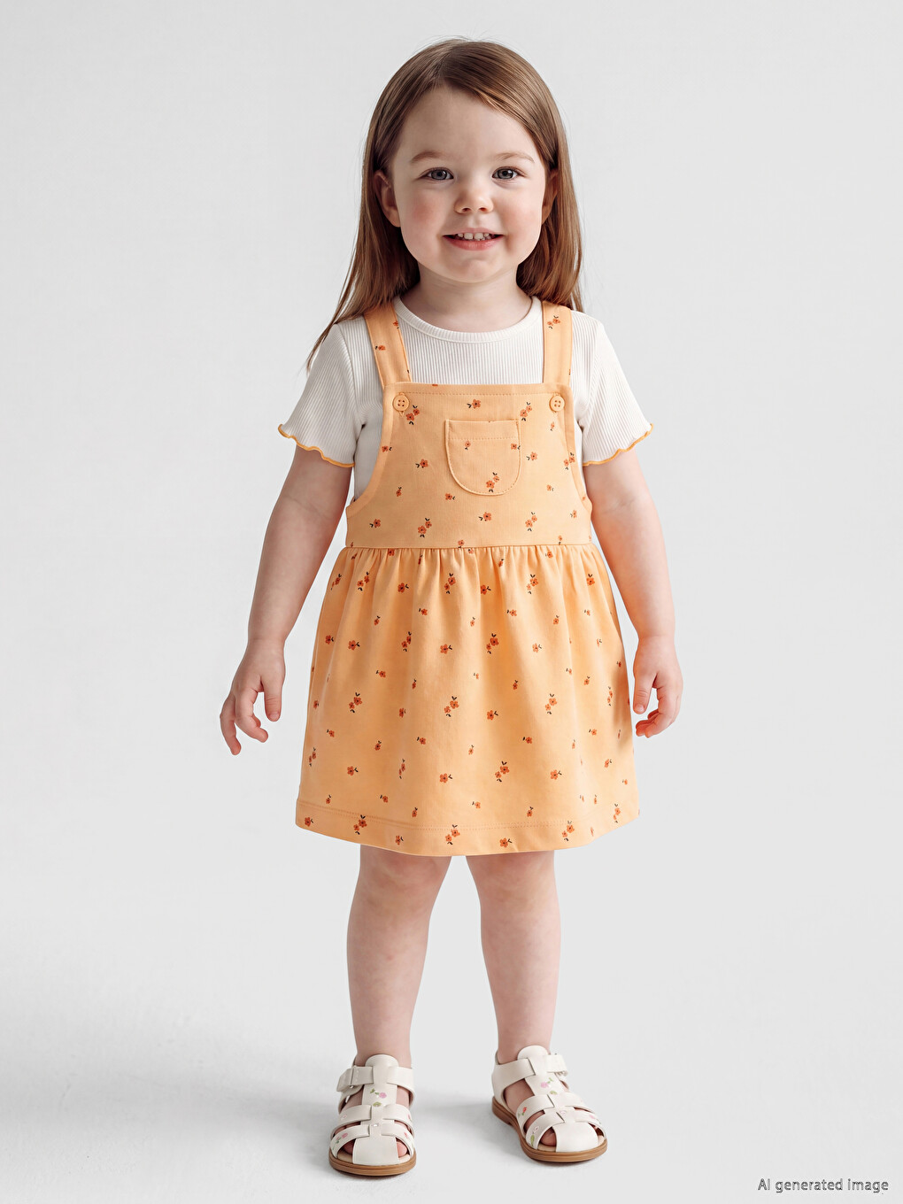 Floral Baby Girls' Dungaree Dress And T-shirt