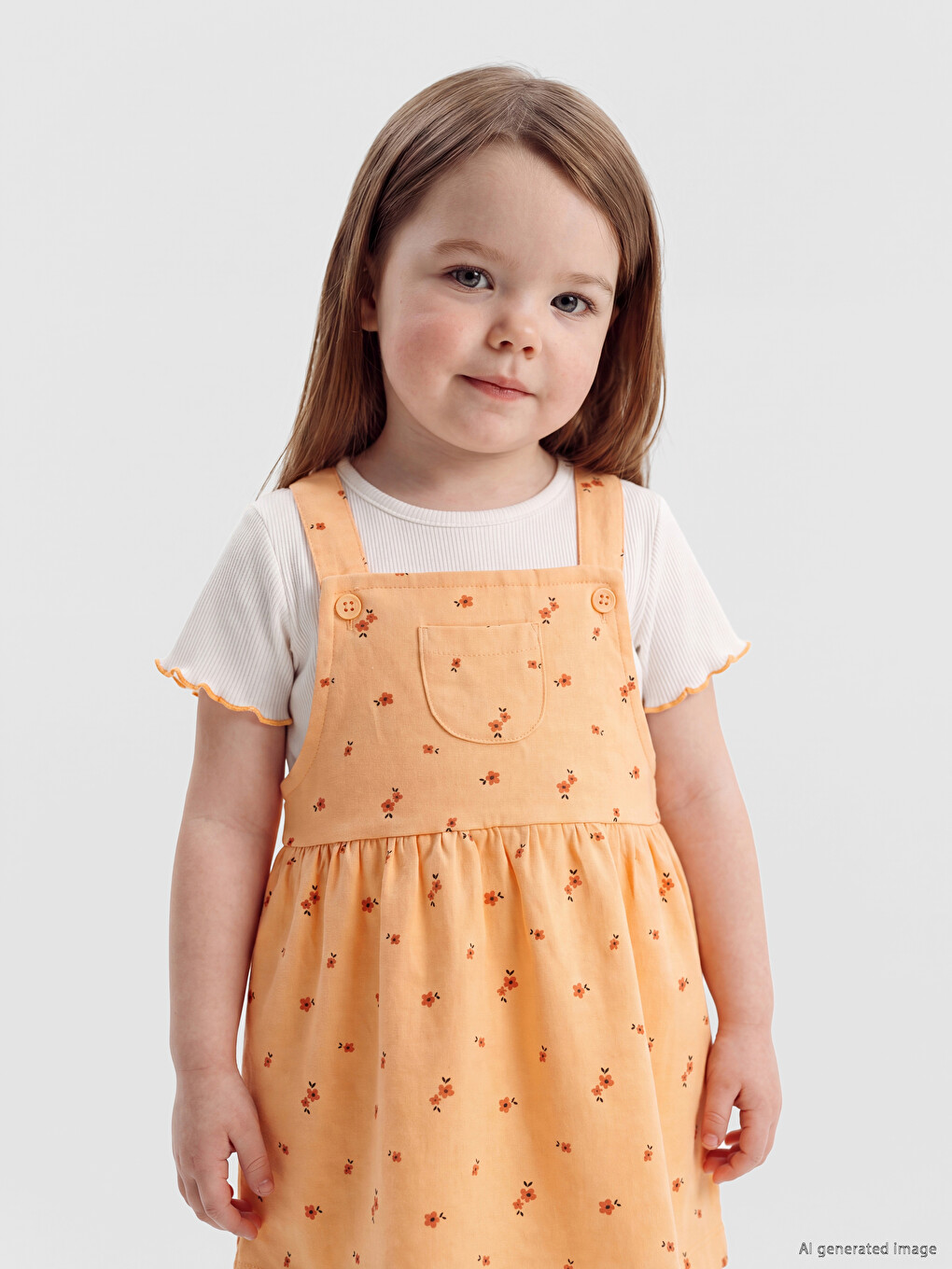Floral Baby Girls' Dungaree Dress And T-shirt-1