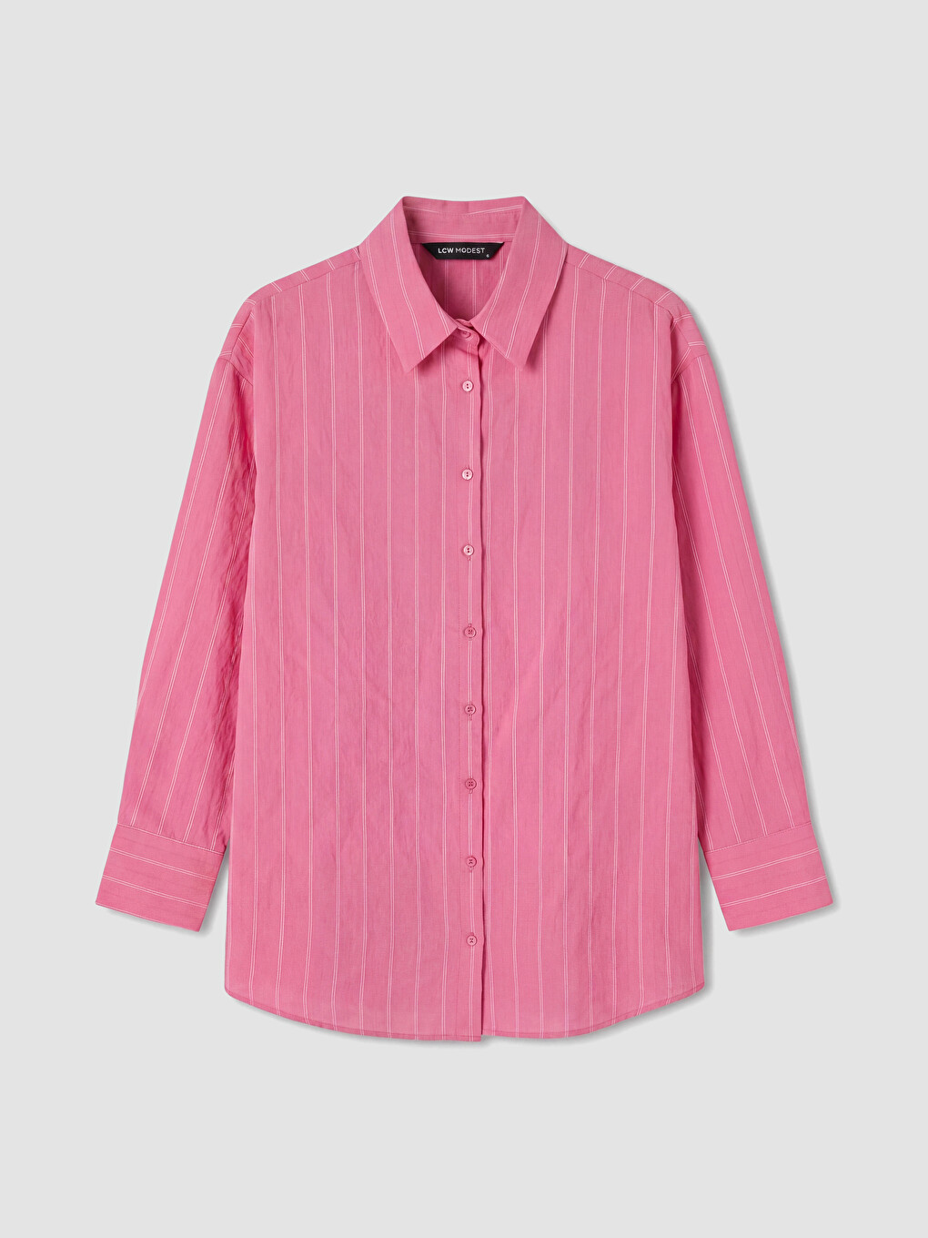 Pembe Çizgili Oversize Kadın Gömlek Tunik