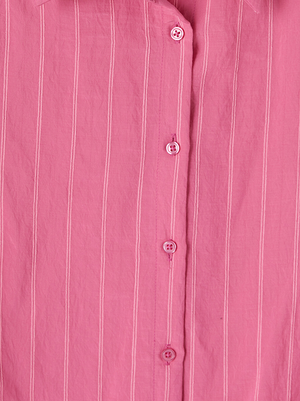 Pembe Çizgili Oversize Kadın Gömlek Tunik-1