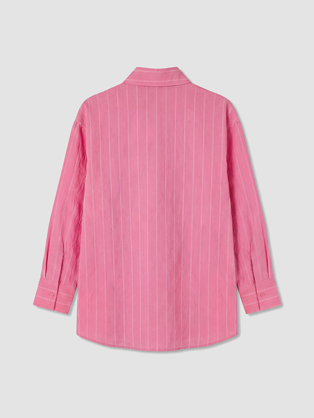 Pembe Çizgili Oversize Kadın Gömlek Tunik-2