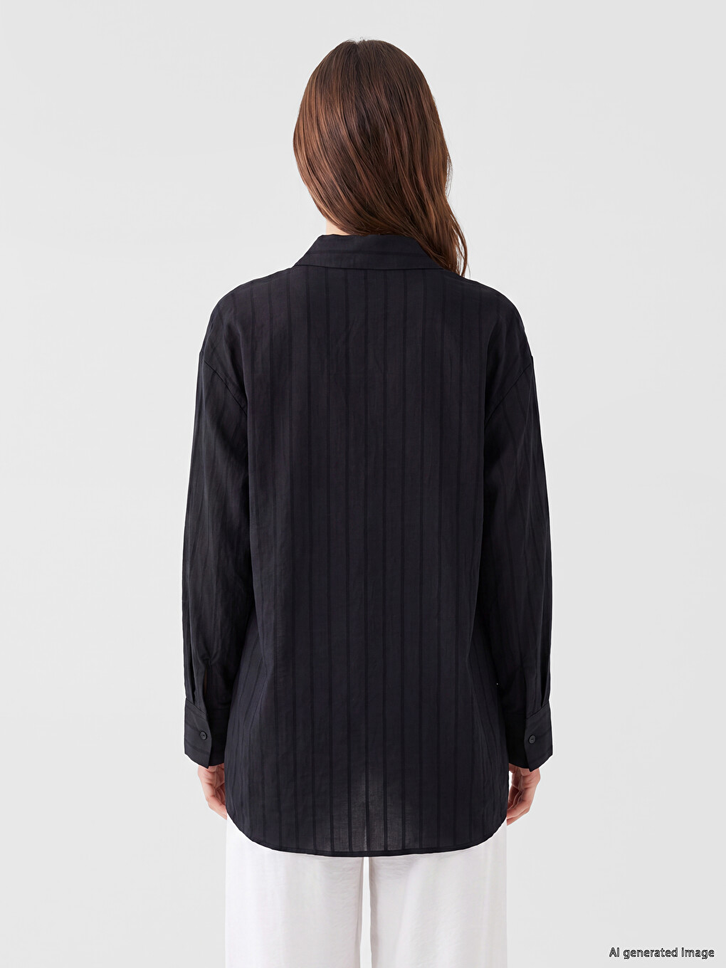 Striped Oversize Women's Shirt Tunic-3