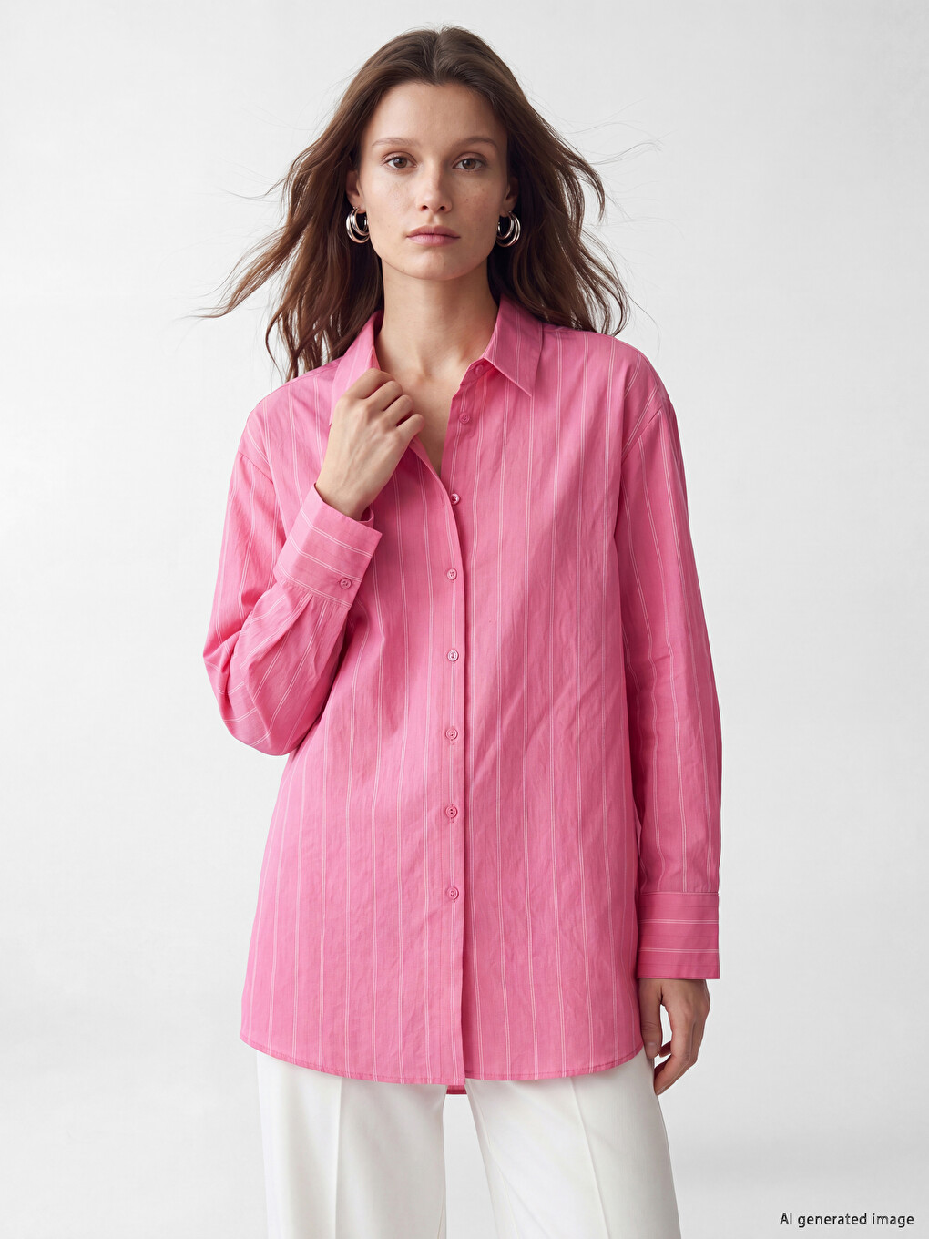 Striped Oversize Women's Shirt Tunic