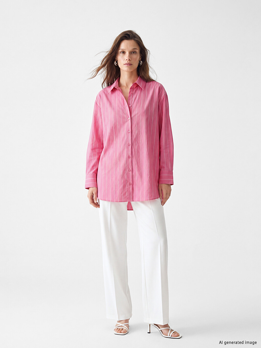 Striped Oversize Women's Shirt Tunic-1