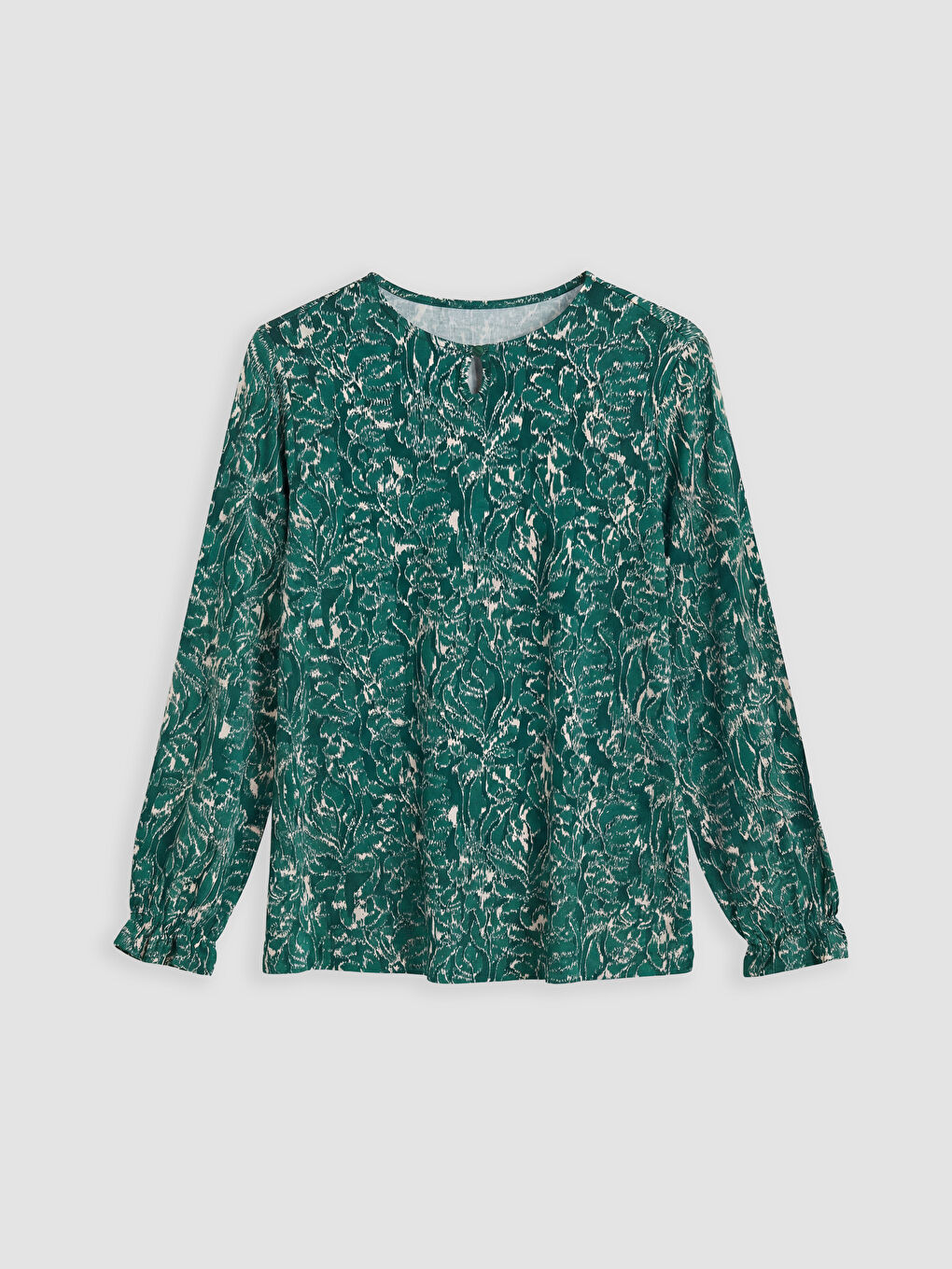 Haki Bisiklet Yaka Desenli Bluz