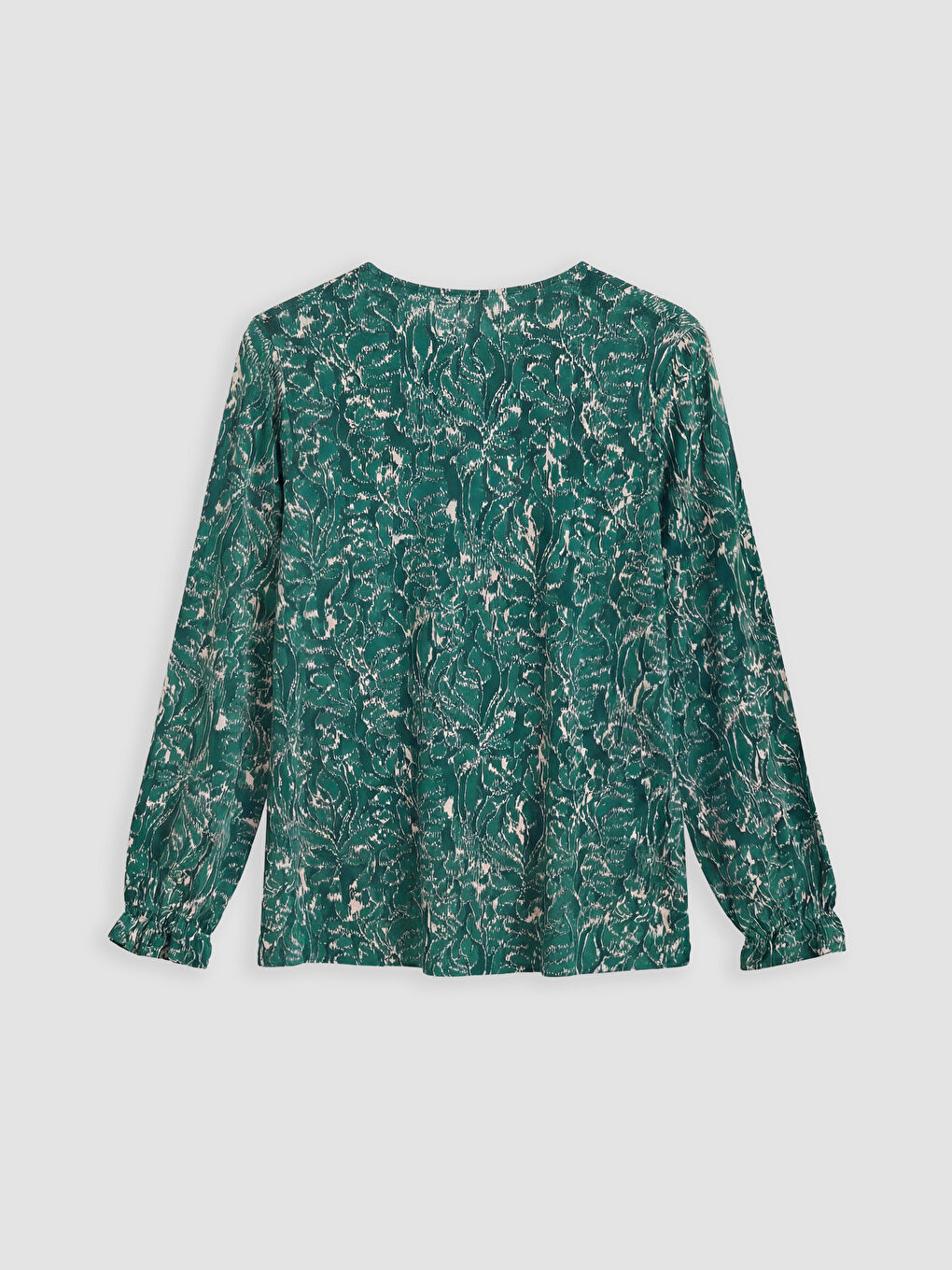 Haki Bisiklet Yaka Desenli Bluz-1