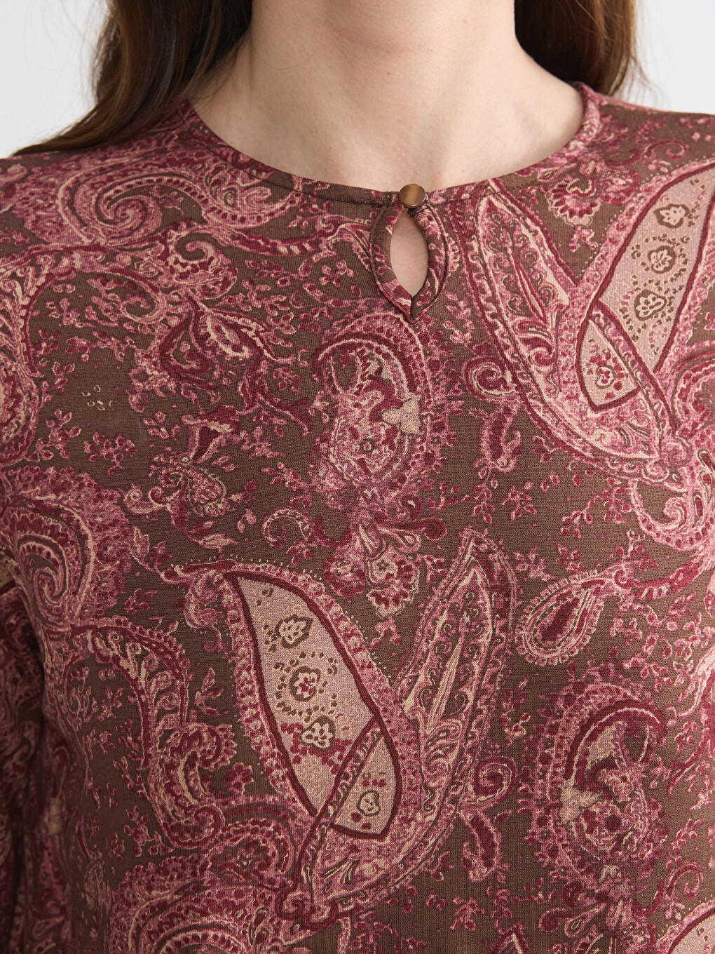 Crew Neck Patterned Blouse-4