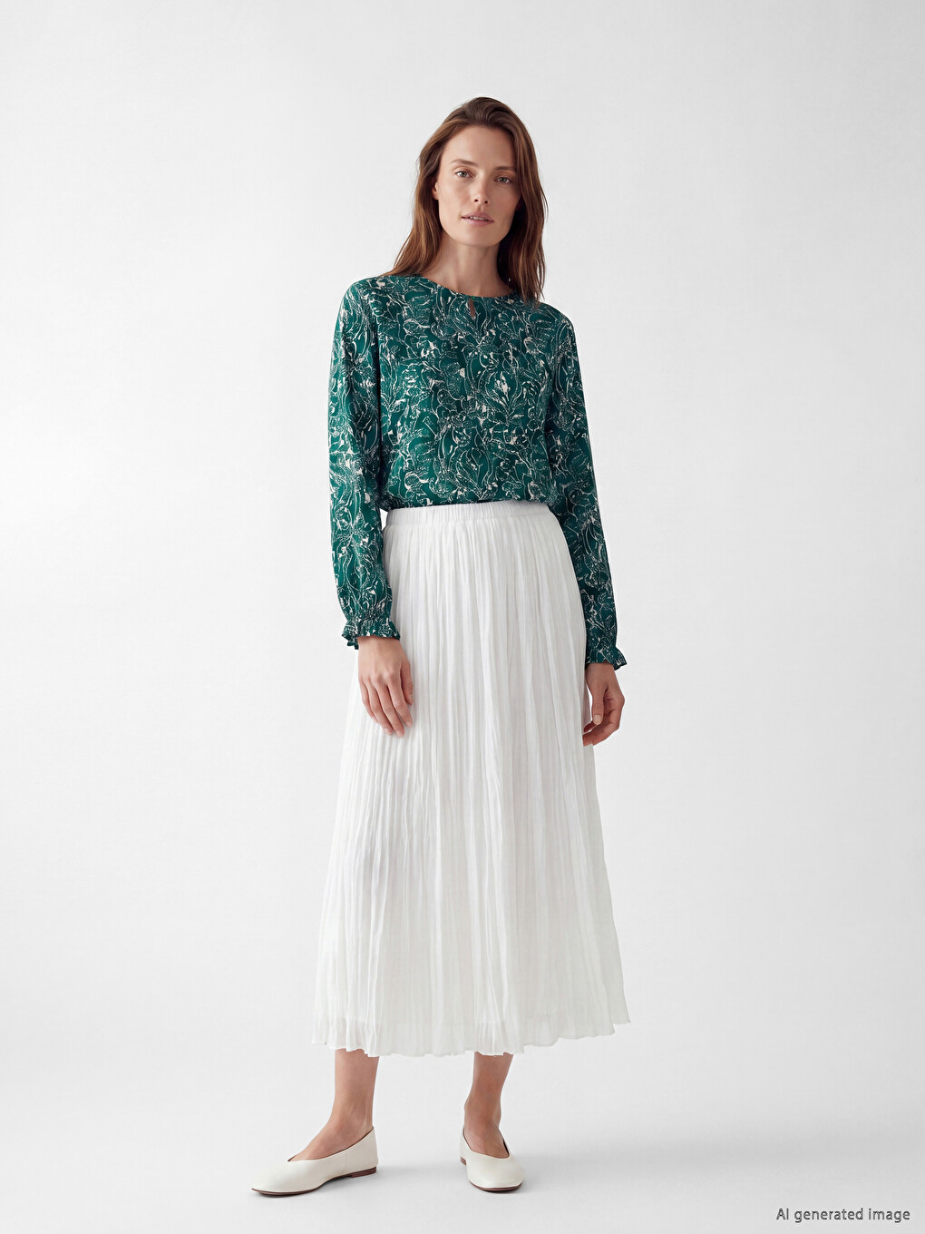 Crew Neck Patterned Blouse-1