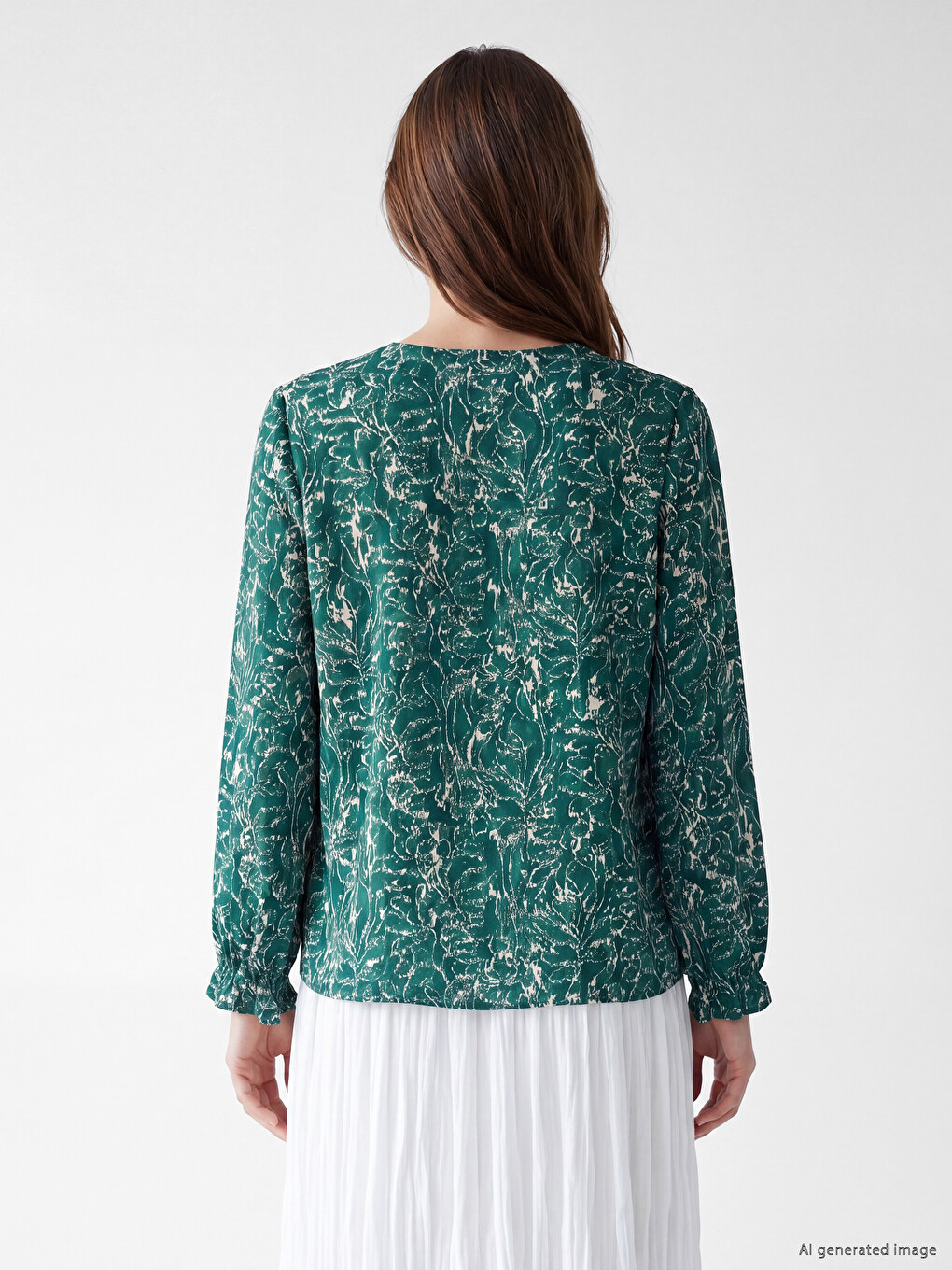 Crew Neck Patterned Blouse-3