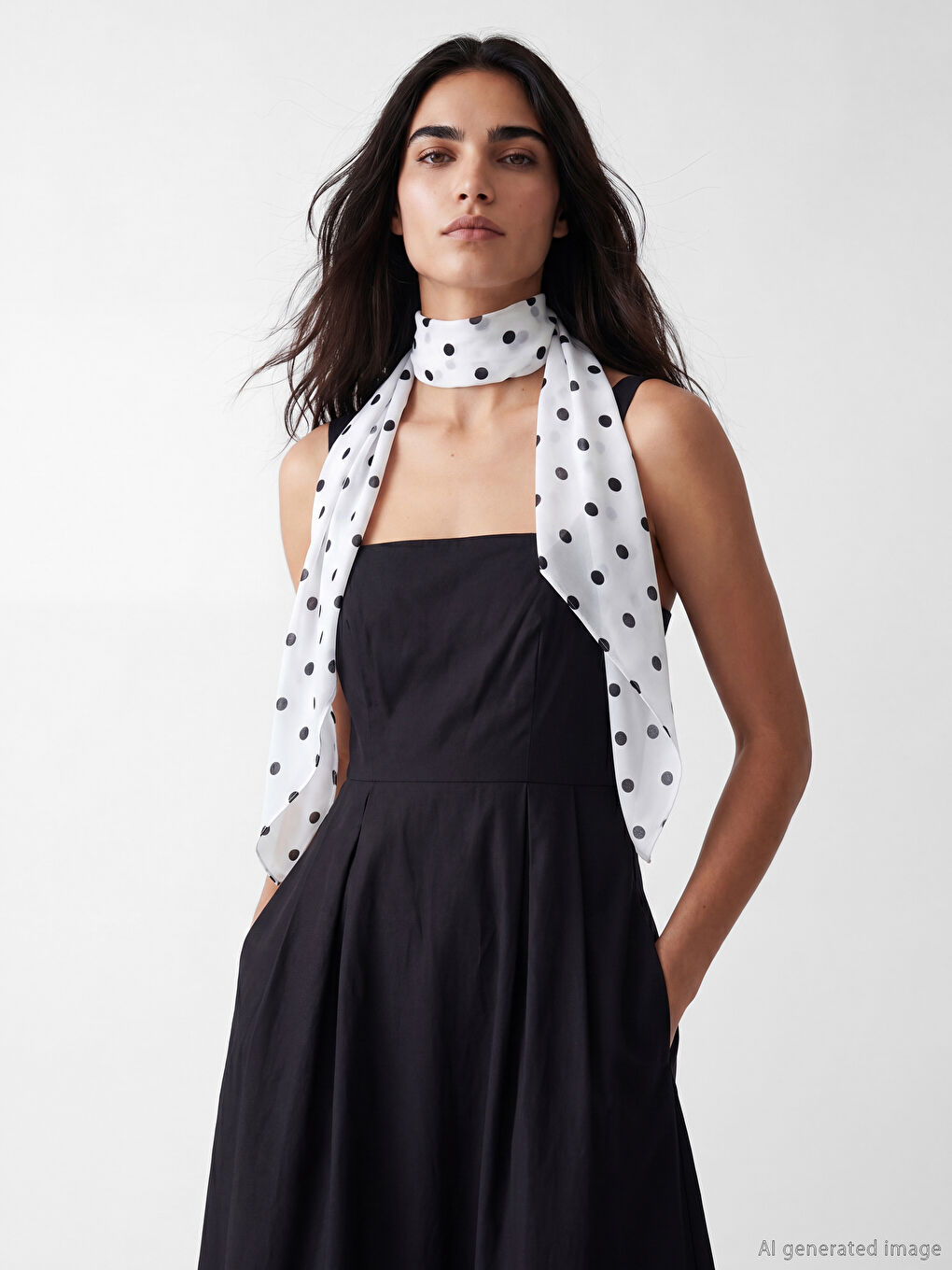 Ekru Puantiyeli Kadın Şal