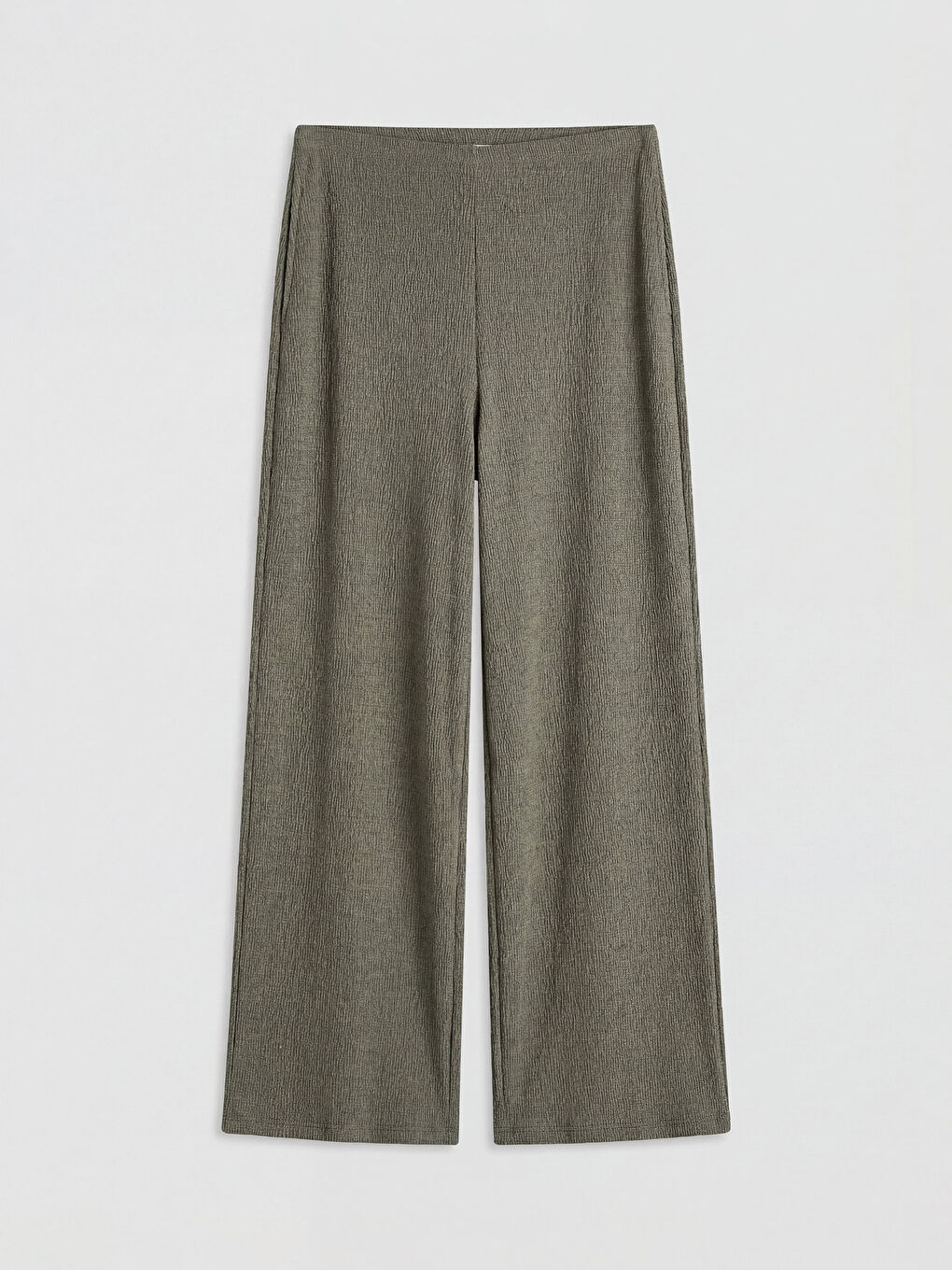 Haki Beli Lastikli Dokulu Kadın Pantolon