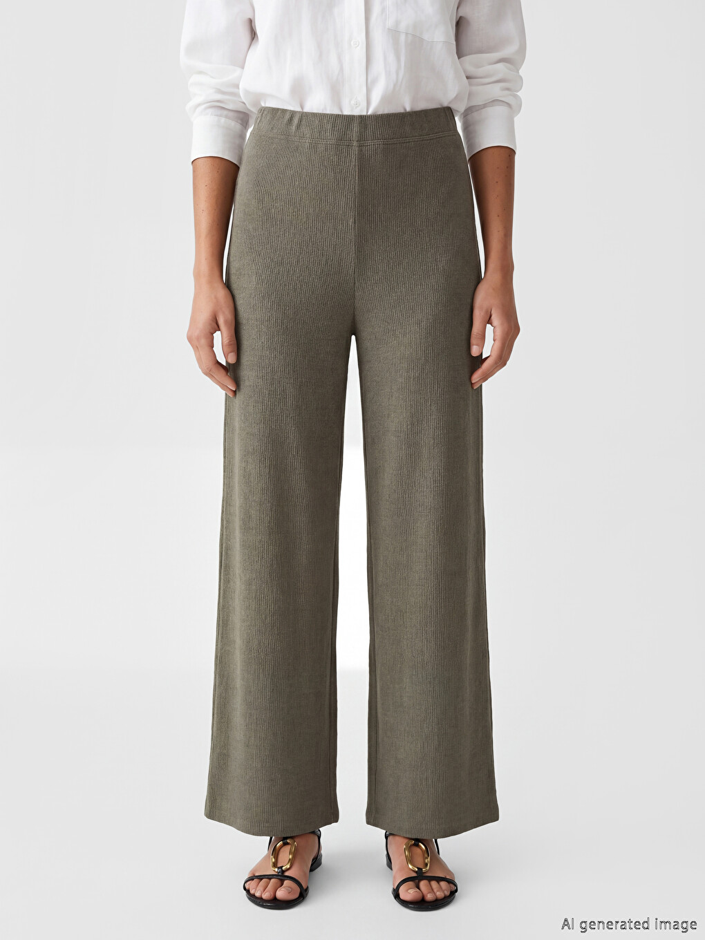 Elastic Waist Textured Women's Trousers-1