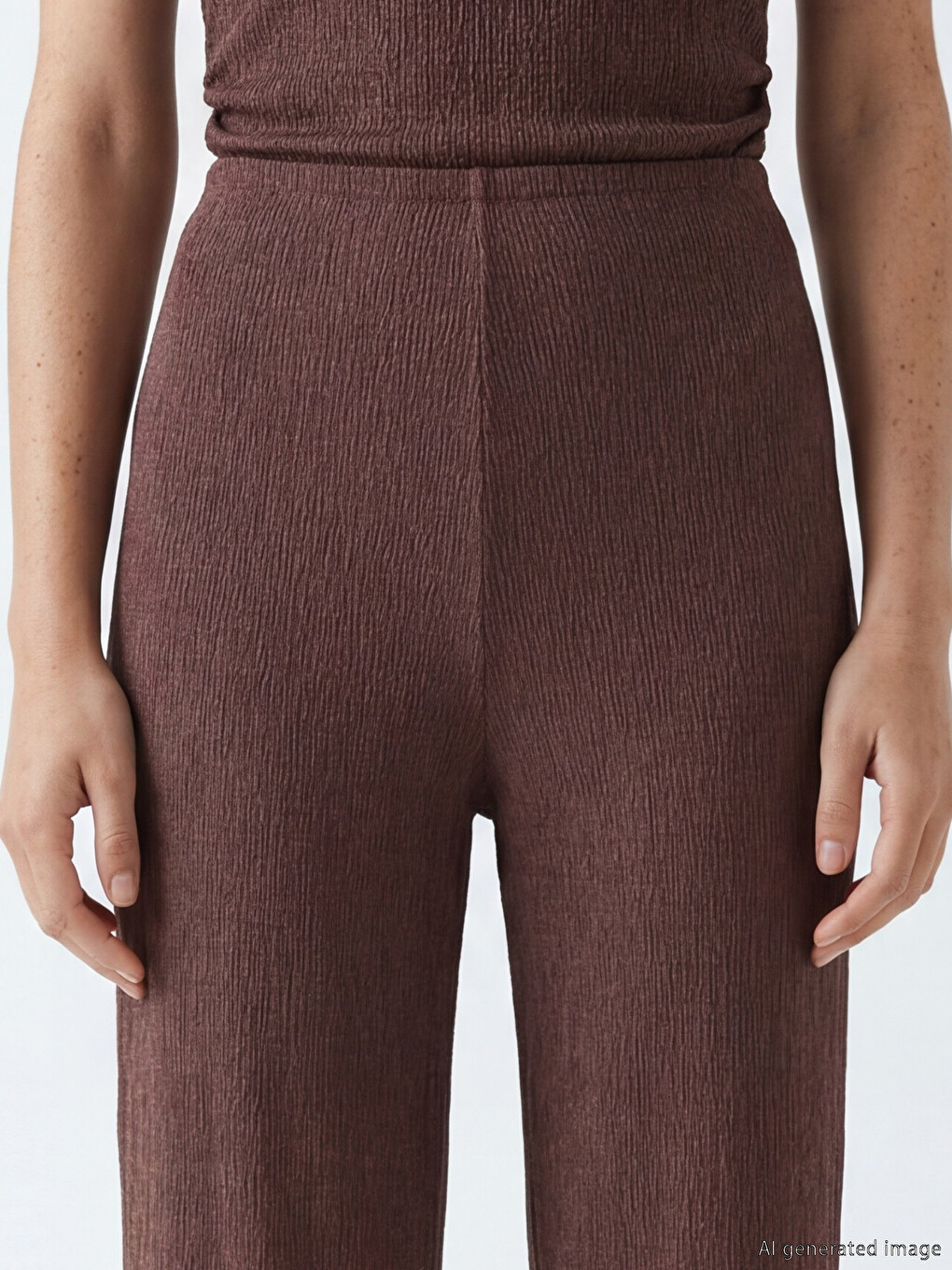 Elastic Waist Textured Women's Trousers-2
